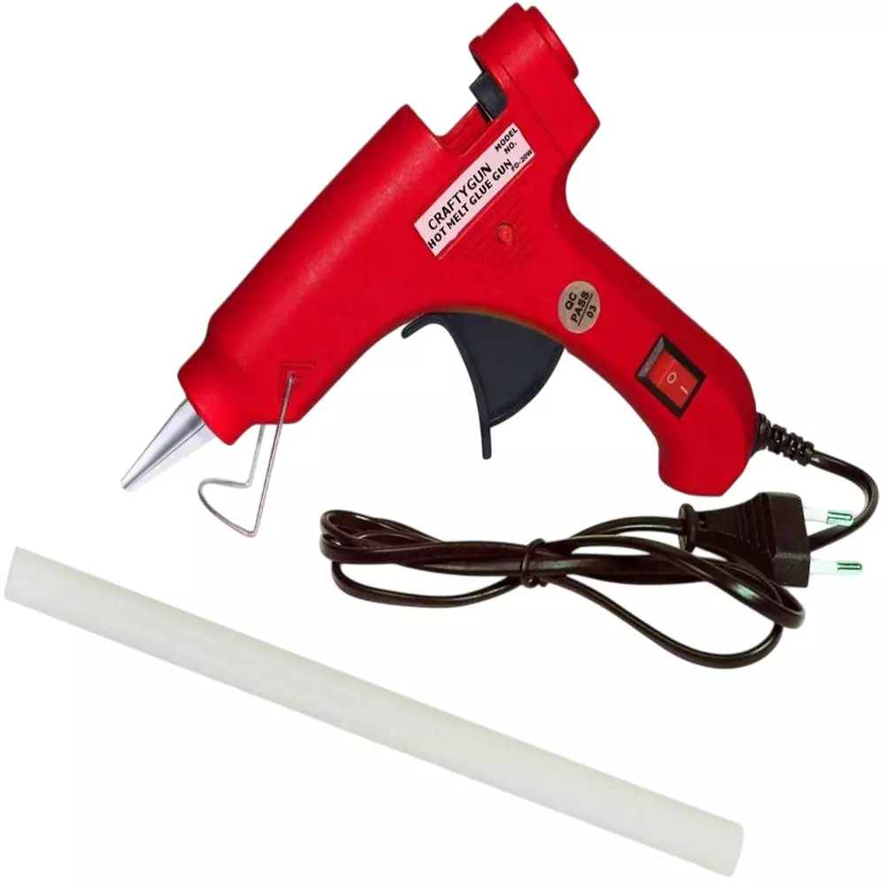 CRAFTYGUN 20 W Standard Temperature Mini Glue Gun with 1 Stick Red 7 mm Stick Diameter, RREEDD--MINI-1-STKKS-20WT