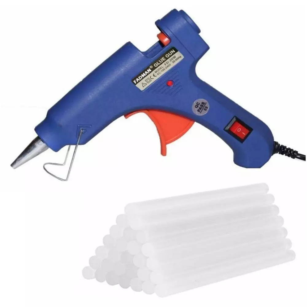 Fadman 20 W Standard Temperature Hot Melt Mini Glue Gun with 30 Stick Blue 7 mm Stick Dia., 15-Bluemini-20wt-30-St