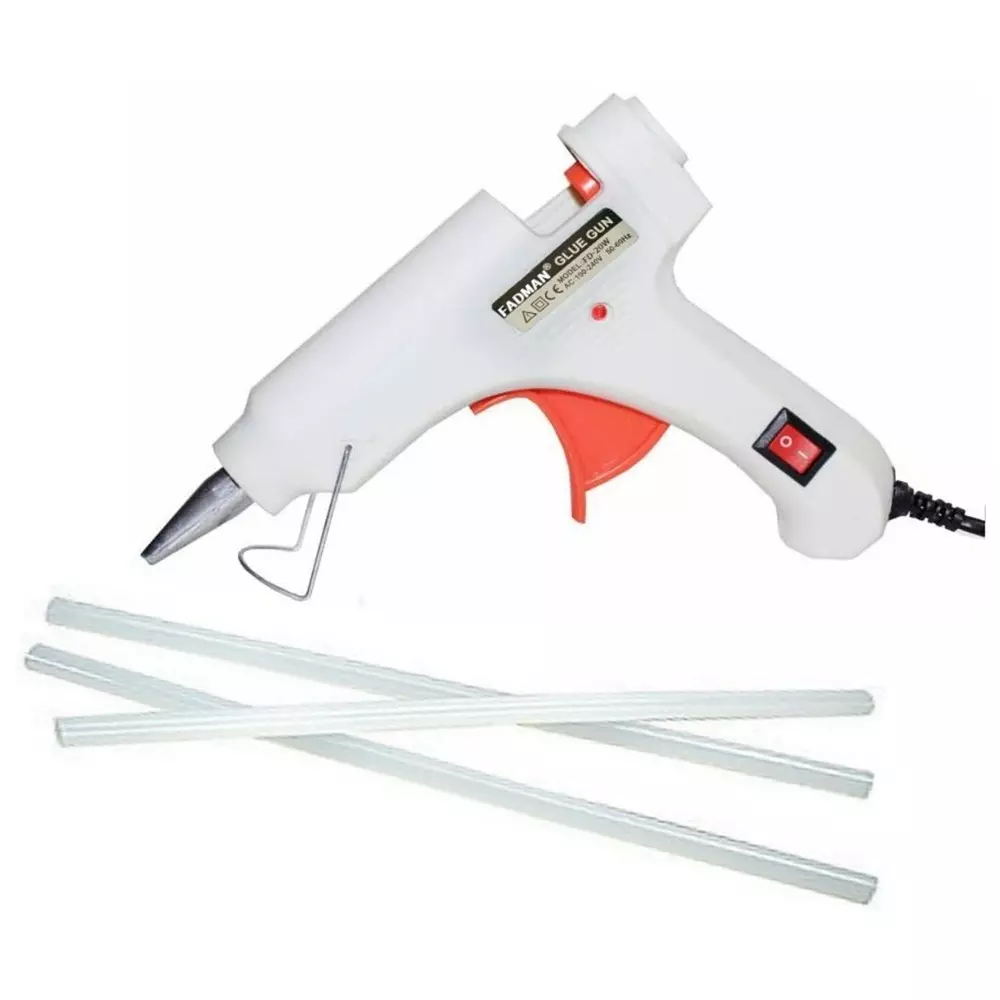 Fadman 20 W Standard Temperature Hot Melt Mini Glue Gun with 3 Stick White 7 mm Stick Dia., 35-Whitemini-20wt-3-St