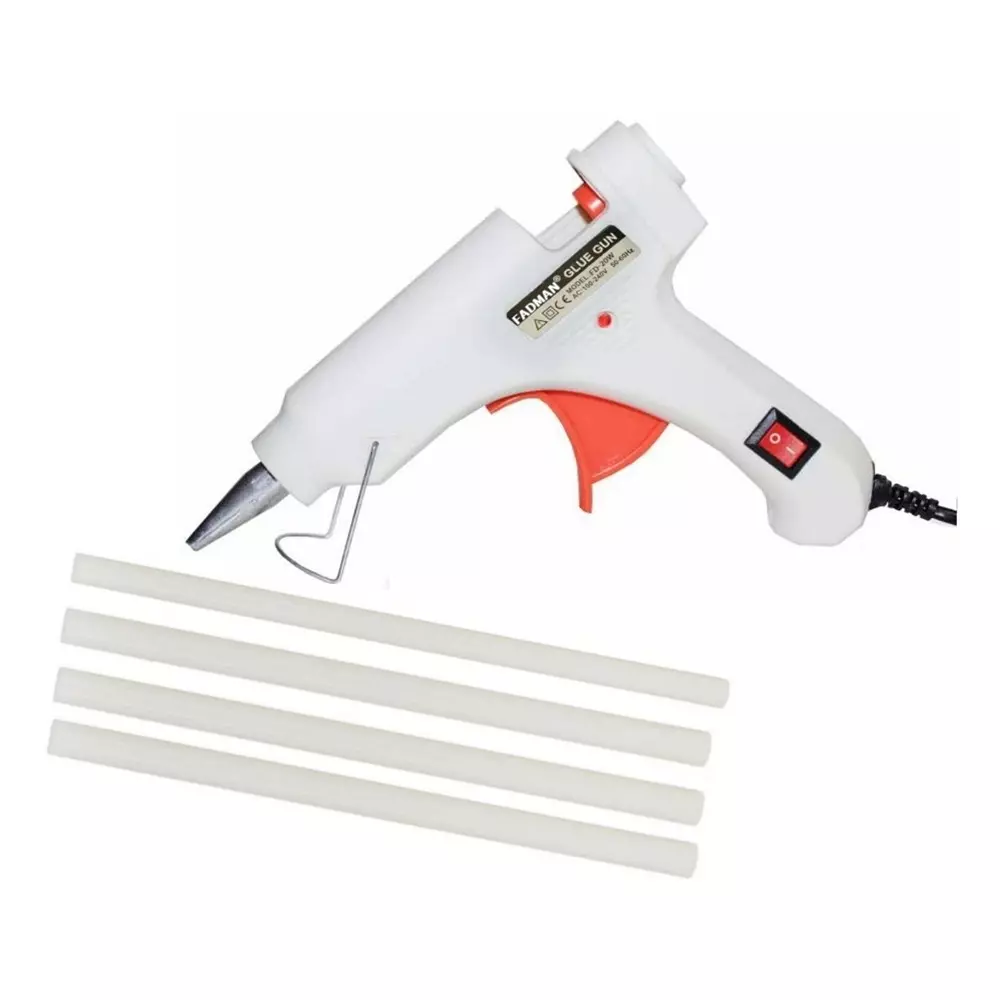 Fadman 20 W Hot Melt Mini Glue Gun with 4 Stick White 7 mm Stick Dia., SH_36-Whitemini-20wt-4-St