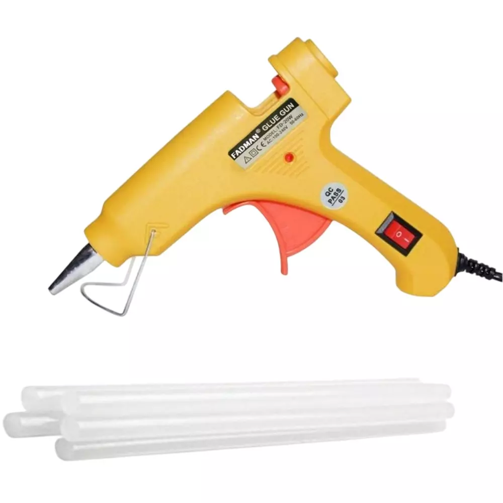 Fadman 20 W Standard Temperature Hot Melt Mini Glue Gun with 5 Stick Yellow 7 mm Stick Dia., 21-Yellowmini-20wt-5-St
