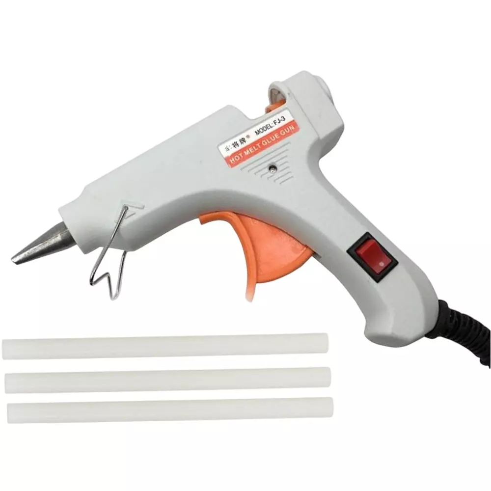 Fadman 20 W Hot Melt Mini Glue Gun with 3 Sticks Standard Temperature White 7 mm Stick Dia., 3STICKS SSWHITEMINI