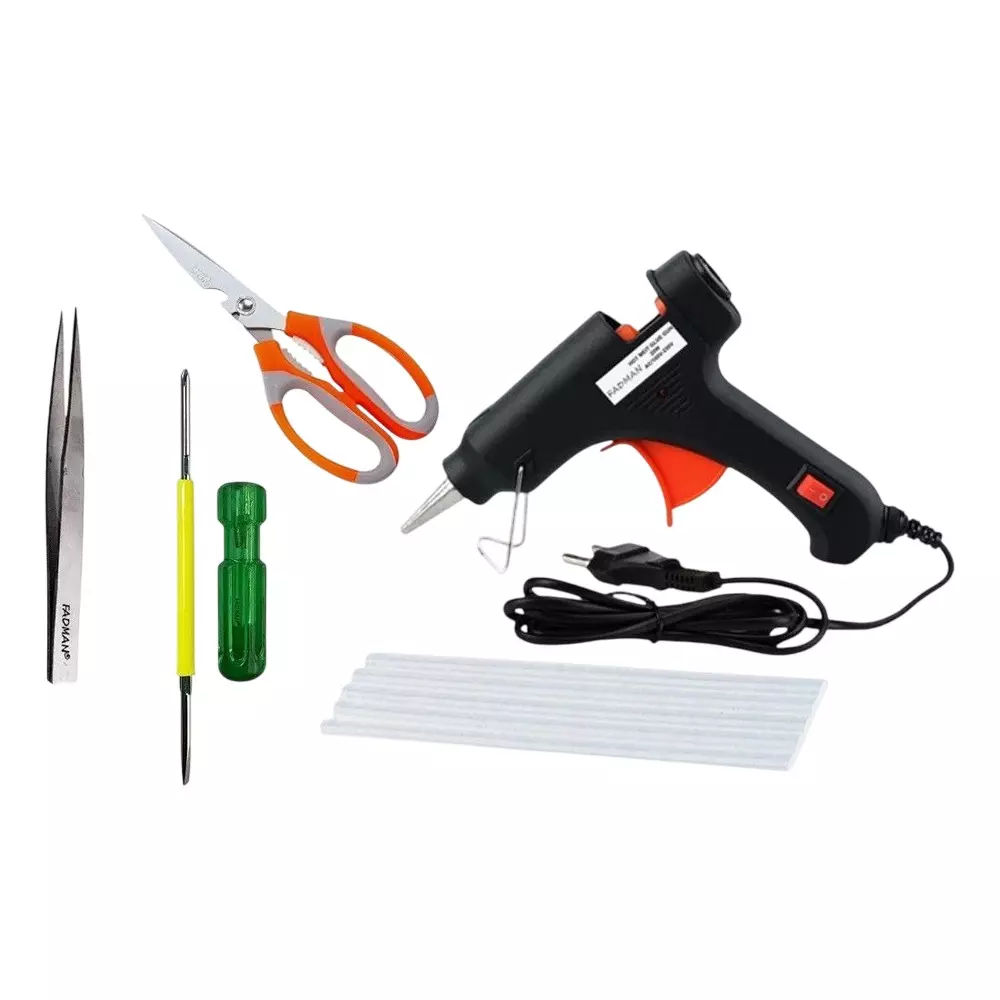 Fadman Standard Temperature 20 W Glue Gun with 5 Sticks Combo Kit Multicolor, GGS5DRJ (5 Pcs Tool)