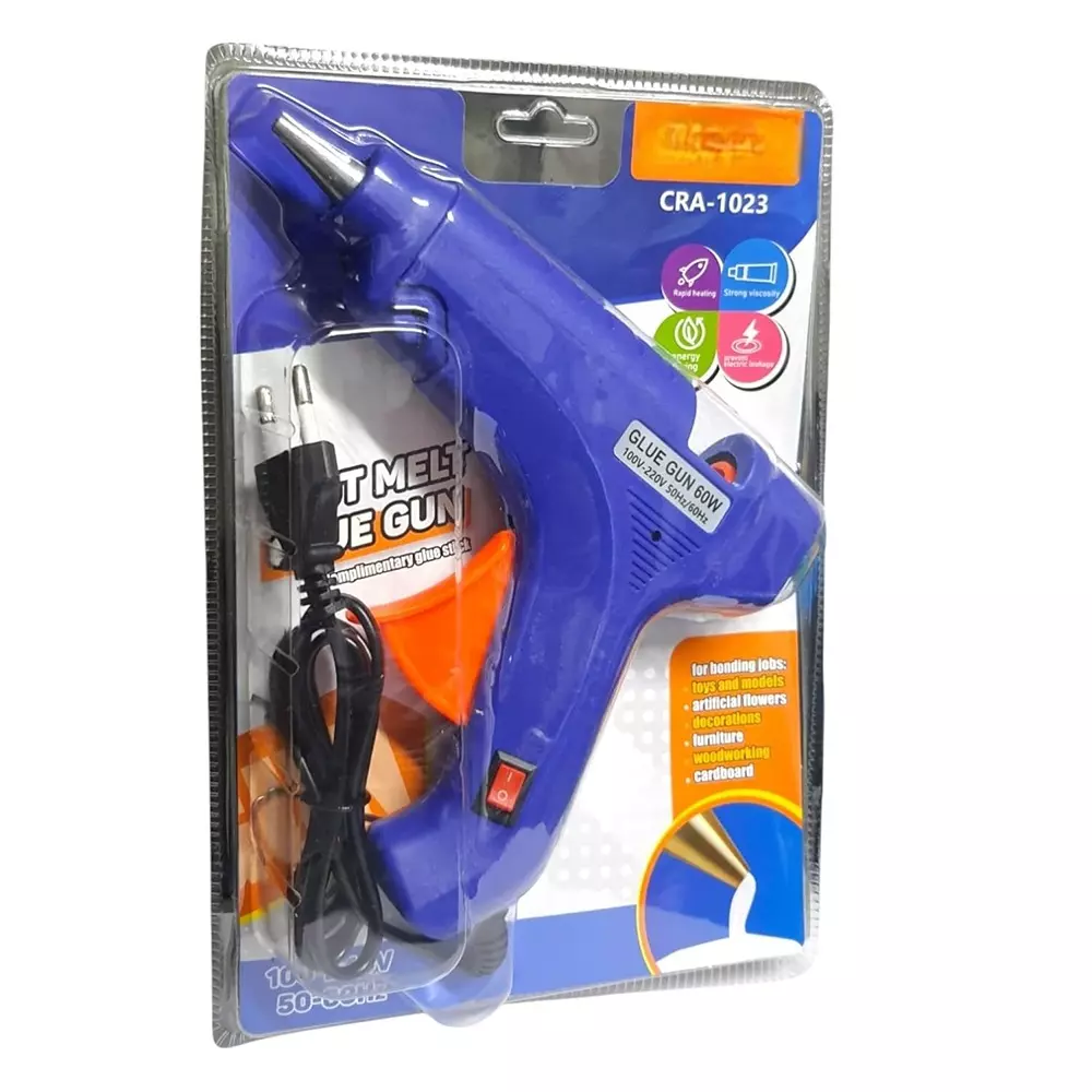 GENERIC Hot Melt Glue Gun 60 W Blue for DIY Crafts, Woodworking, Cardboard