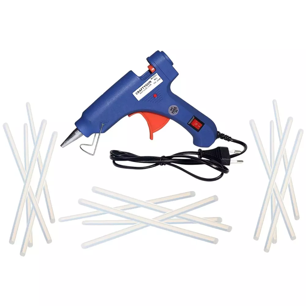 CRAFTYGUN 20 W Glue Gun with 15 Sticks ON OFF Switch & Indicator 7 mm Stick Diameter Blue, SH_BLMINI-20WWT-15-ST