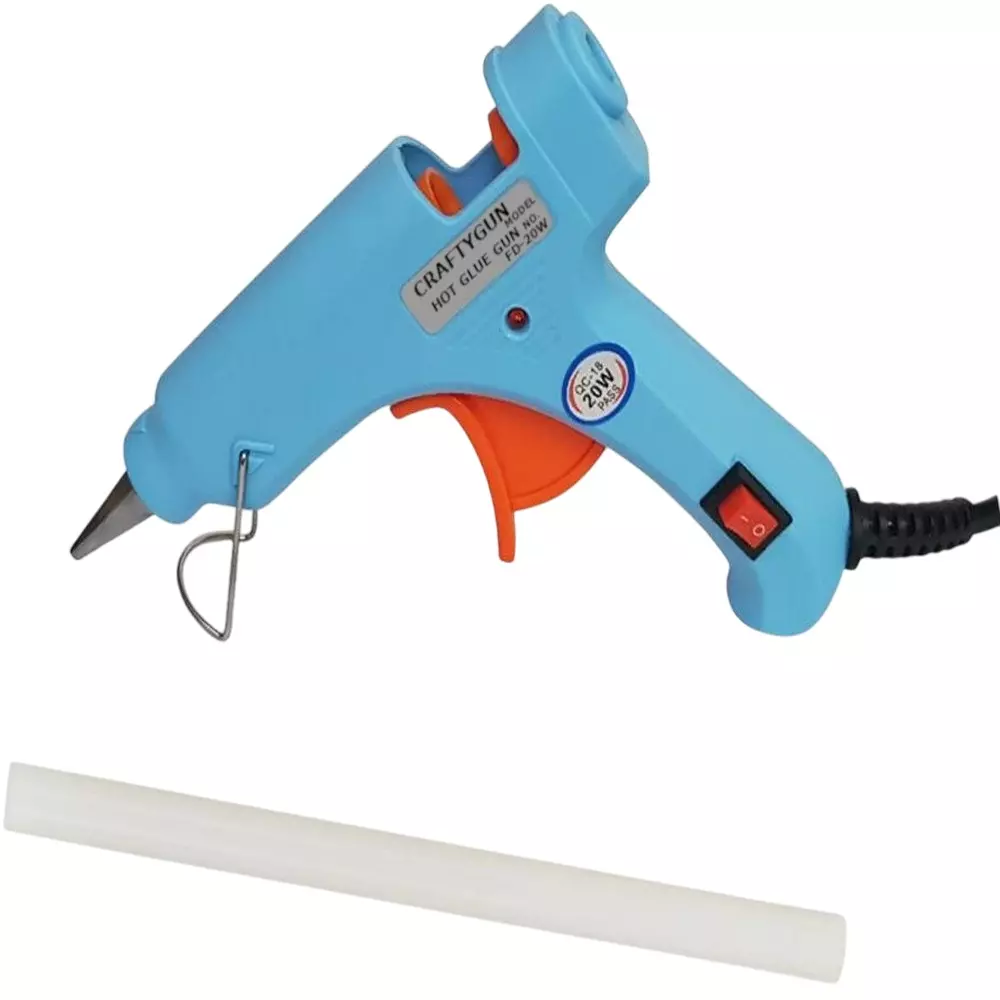 CRAFTYGUN 20 W Standard Temperature Mini Glue Gun with 1 Stick Sky Blue 7 mm Stick Diameter, SSKYBLU--MINI-1-STKKS-20WT