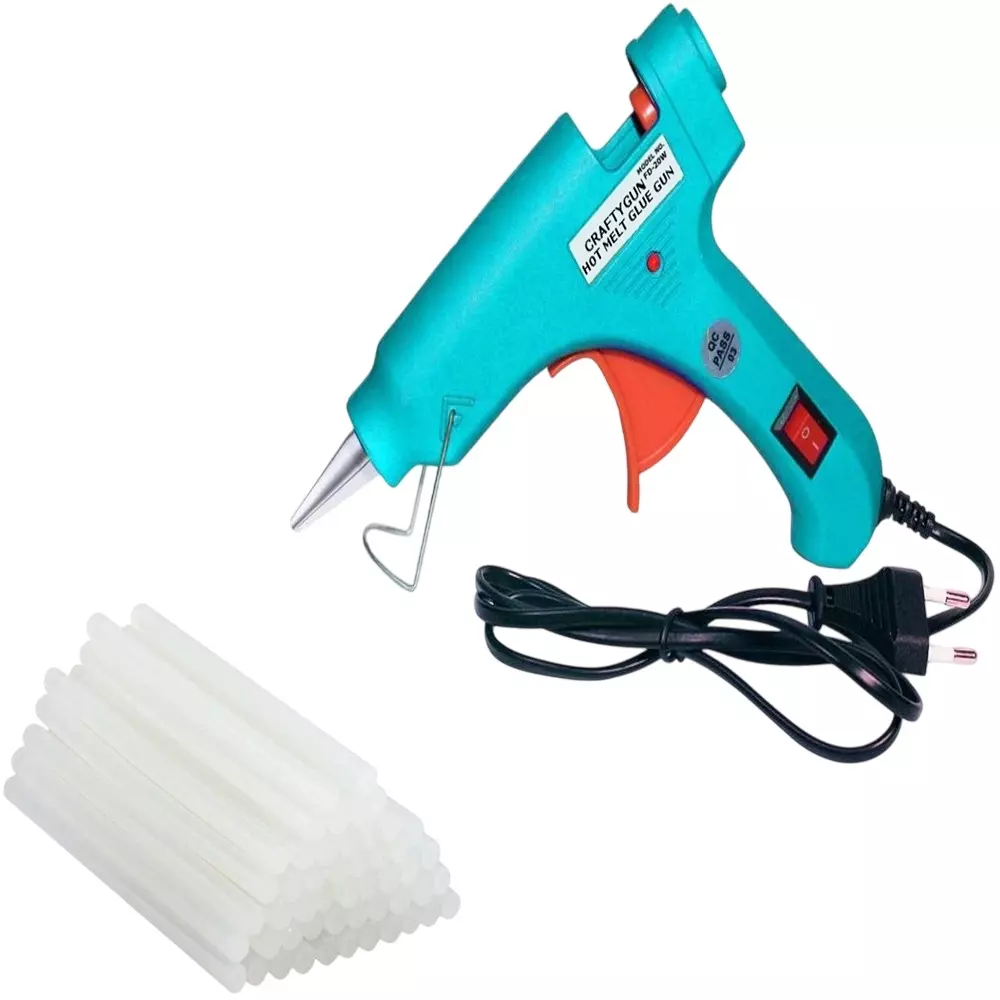 CRAFTYGUN 20 W Mini Glue Gun with 40 Sticks Turquoise 7 mm Stick Diameter, SH_TURQISS--MINI-40-STKKS-20WT