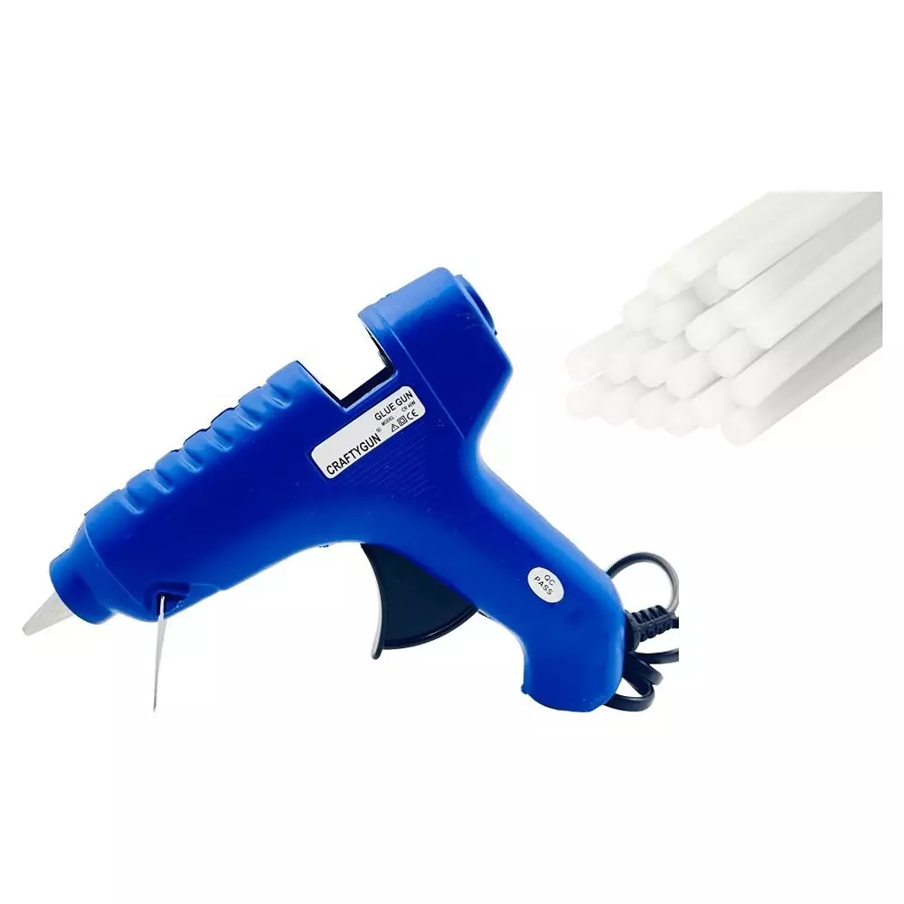 CRAFTYGUN 40 W Standard Temperature Glue Gun with 20 Stick Blue 11 mm Stick Dia., BLUE40W-20ST-(CRAFTYGUN)