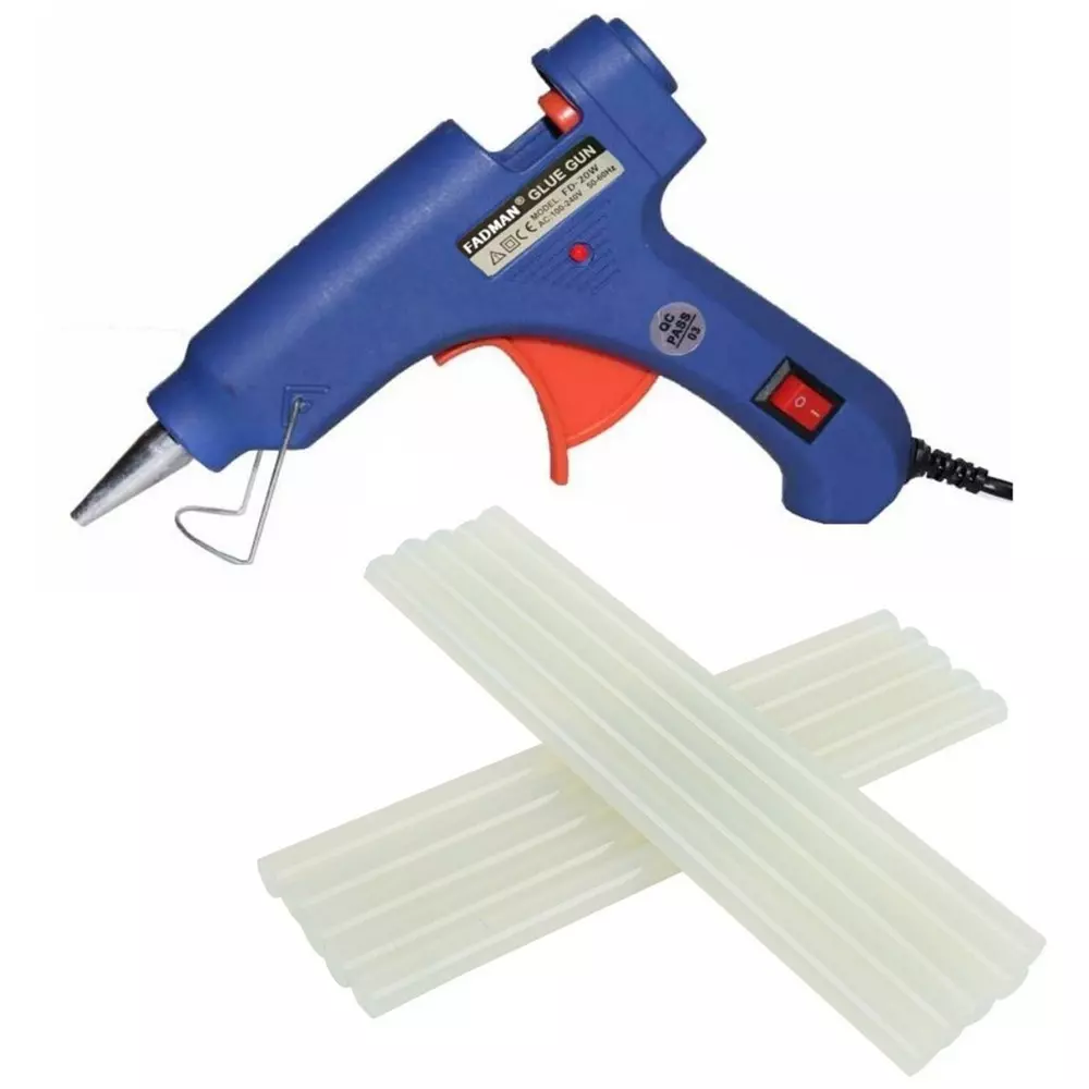 Fadman 20 W Standard Temperature Hot Melt Mini Glue Gun with 10 Stick Blue 7 mm Stick Dia., 10-Bluemini-20wt-10-St