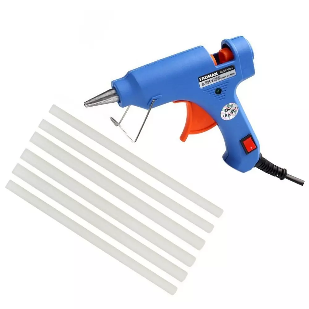 Fadman 20 W Standard Temperature Holt Melt Mini Glue Gun with 6 Stick Blue 7 mm Stick Dia., 0023-BLUEEMINI - 6 ST