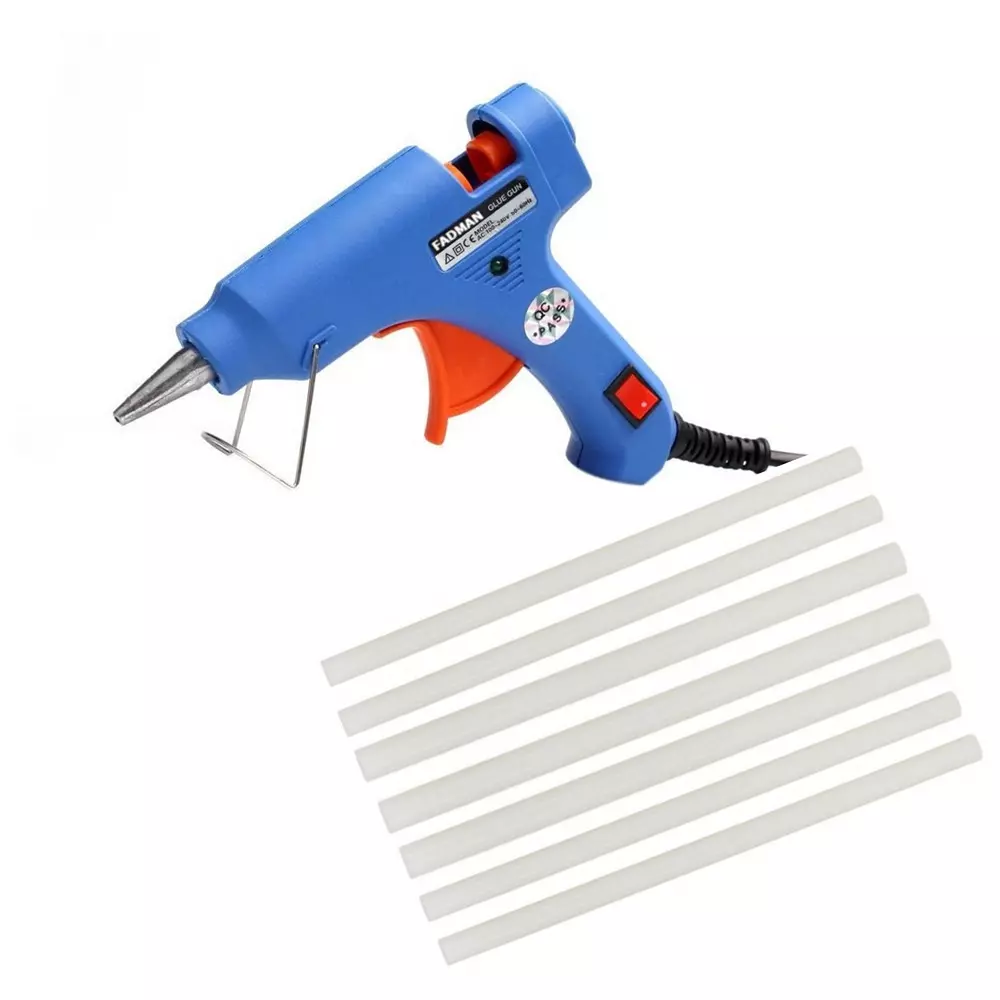 Fadman 20 W Standard Temperature Holt Melt Mini Glue Gun with 7 Stick Blue 7 mm Stick Dia., 0024-BLUEEMINI - 7 ST