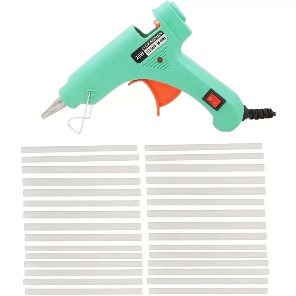 Fadman 20 W Hot Melt Mini Glue Gun with 30 Stick Turquoise 7 mm Stick Dia., SH_0065-TURQUOISEMINI20WT-30ST