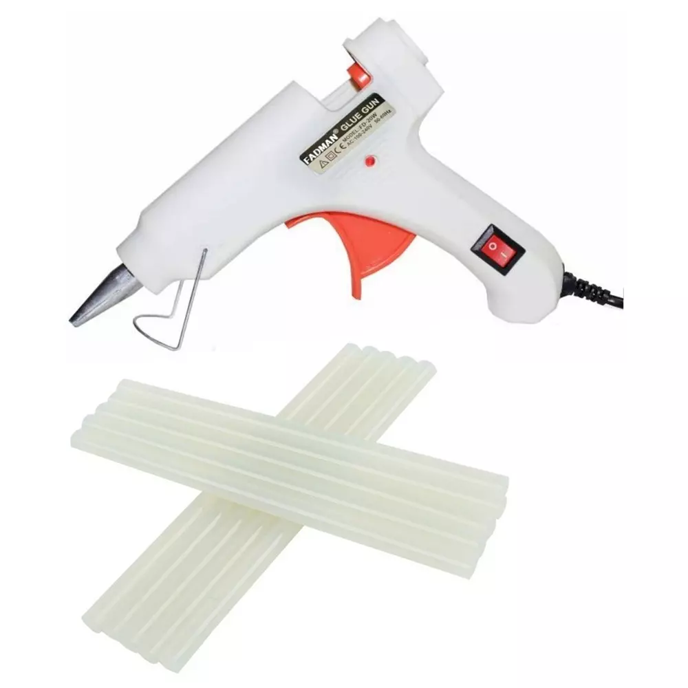 Fadman 20 W Standard Temperature Hot Melt Mini Glue Gun with 10 Stick White 7 mm Stick Dia., 42-Whitemini-20wt-10-St