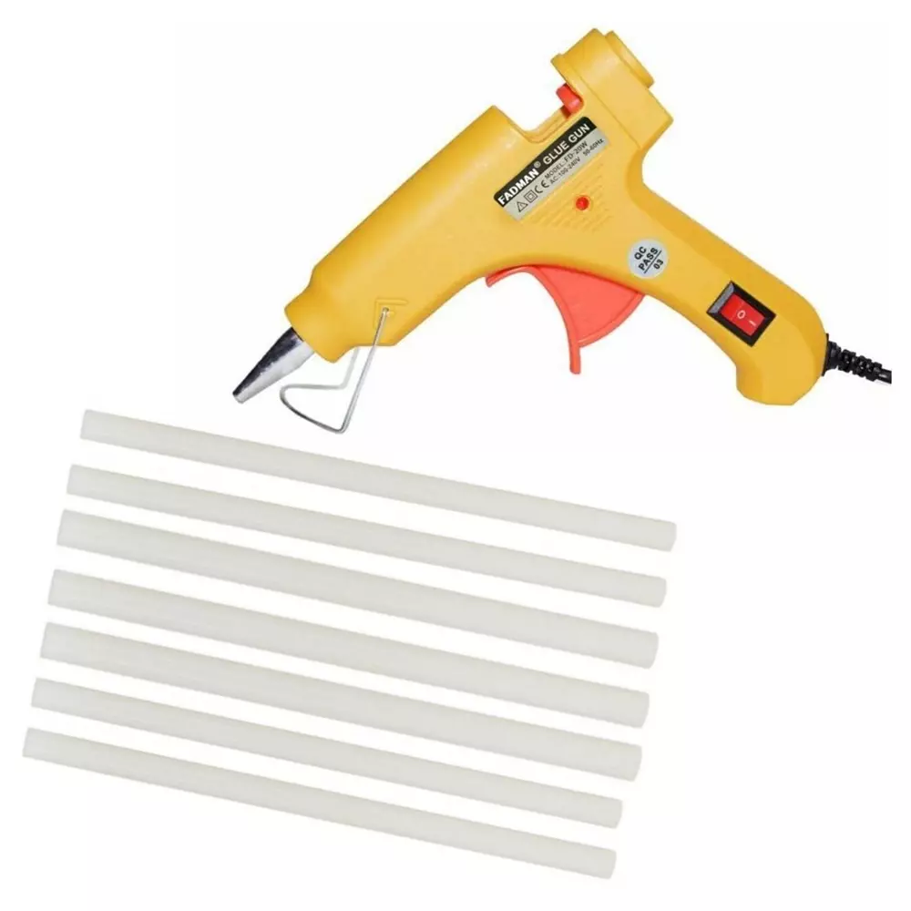 Fadman 20 W Standard Temperature Hot Melt Mini Glue Gun with 7 Stick Yellow 7 mm Stick Dia., 23-Yellowmini-20wt-7-St
