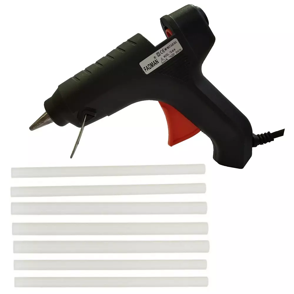 Fadman 40 W Hot Melt Glue Gun with 7 Sticks Standard Temperature Black 11 mm Stick Dia., 40WATT-NEWBLACK-RED-TRIGGER-(7STCKS)