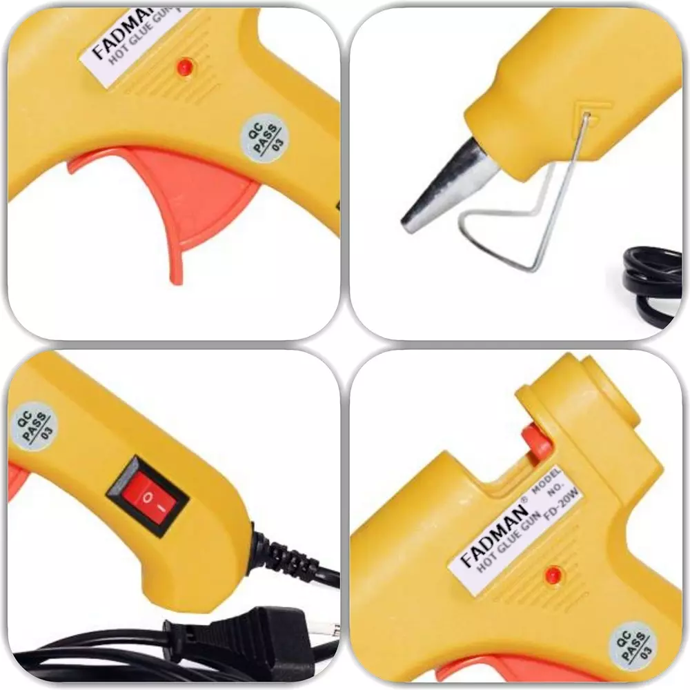 Fadman 20 W Glue Gun with 5 Sticks Yellow 7 mm Stick Dia., SH_FDYELLOW-1ST-5