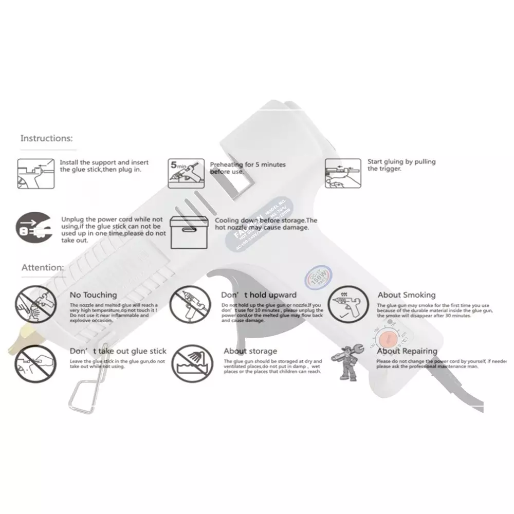 fadman-150-w-crown-or-max-glue-gun-with-8-stick-adjustable-temperature-white-11-mm-stick-dia-fdcr150w-fdmaxcr-8st