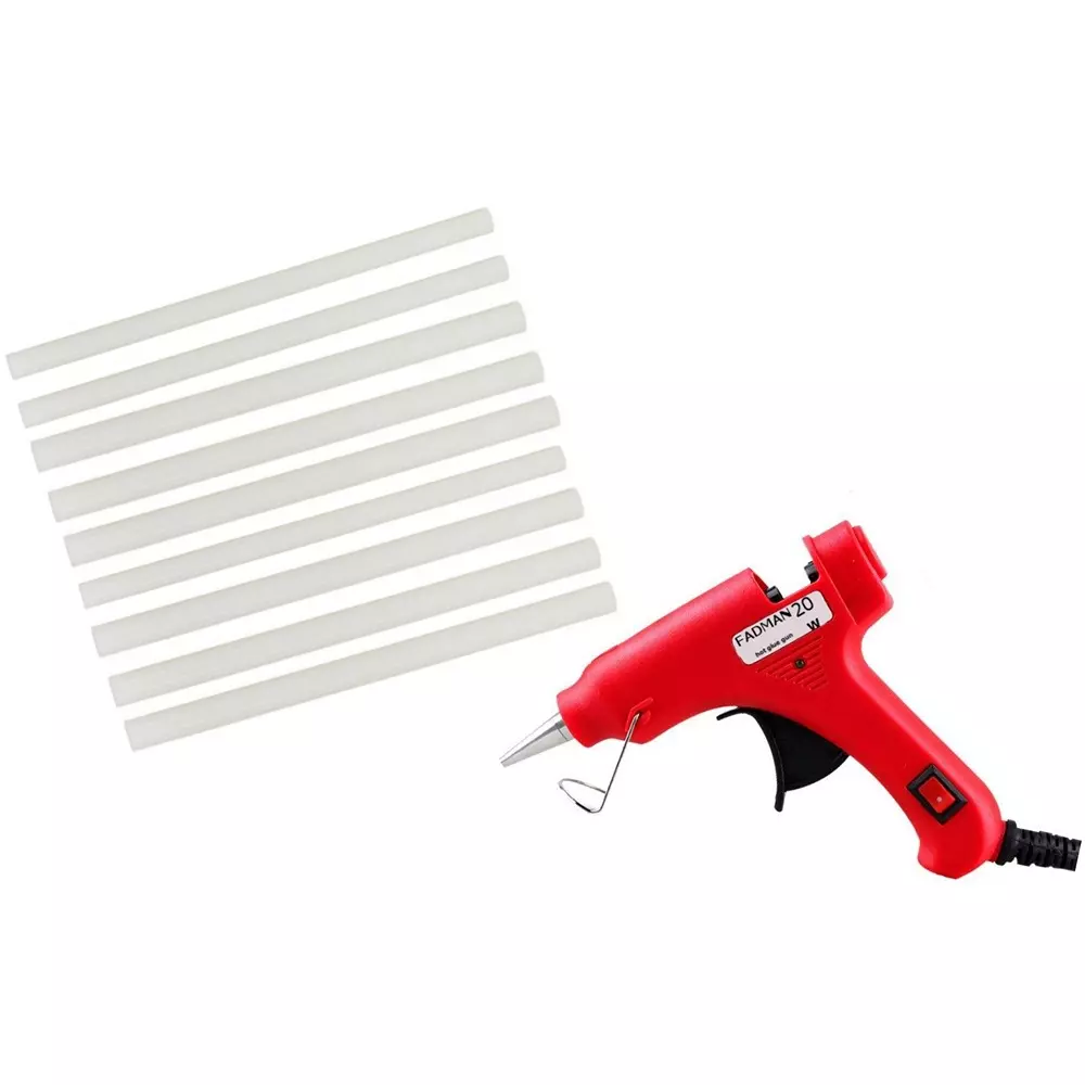 Fadman 20 W Hot Melt Mini Glue Gun with 9 Sticks Standard Temperature Red 7 mm Stick Dia., 0043-REDMINI20WT-9ST