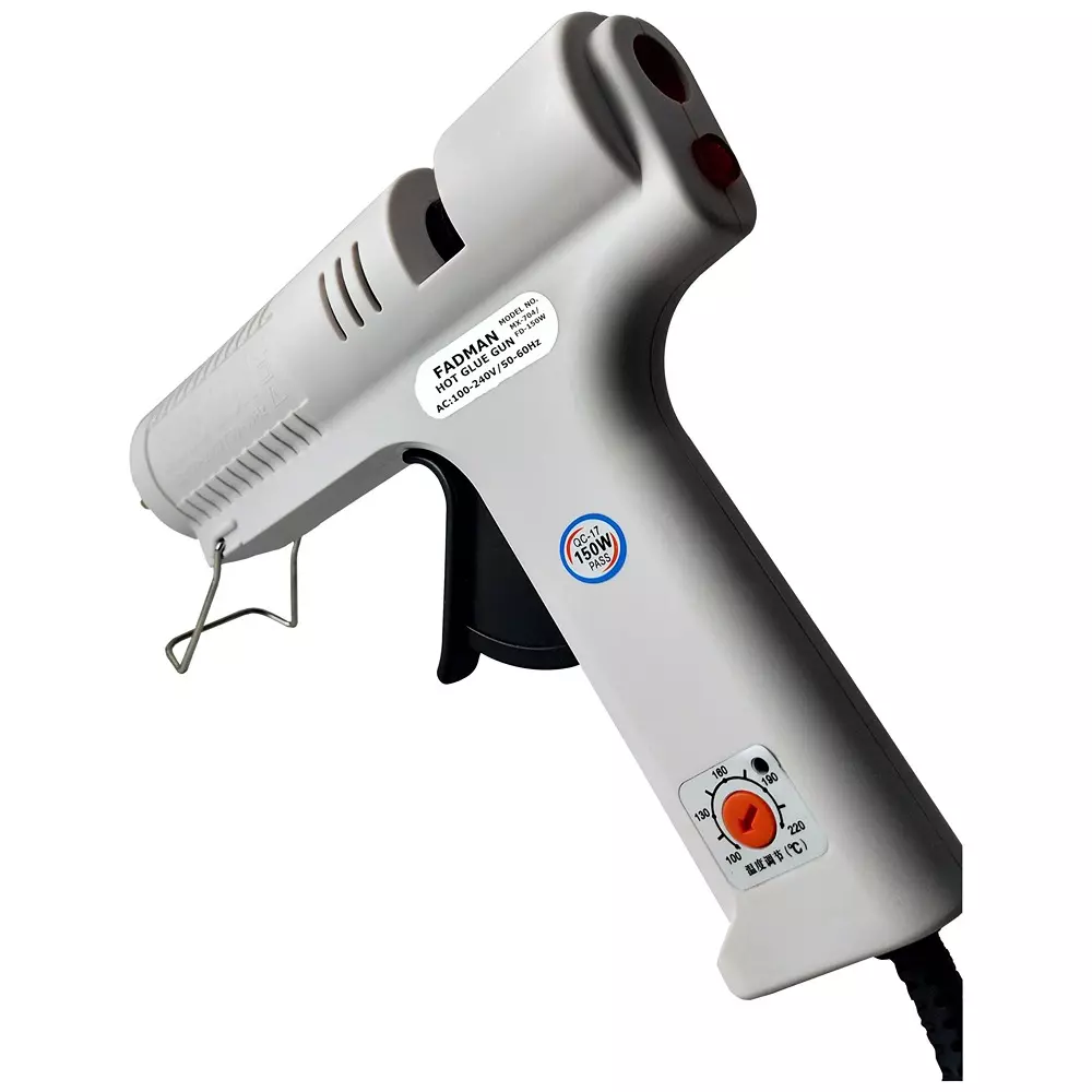 Fadman 150 W Hot Melt Mini Glue Gun with 3 Sticks Adjustable Temperature White 11 mm Stick Dia., 150W-(WHITEMAXFADMAN)-3ST
