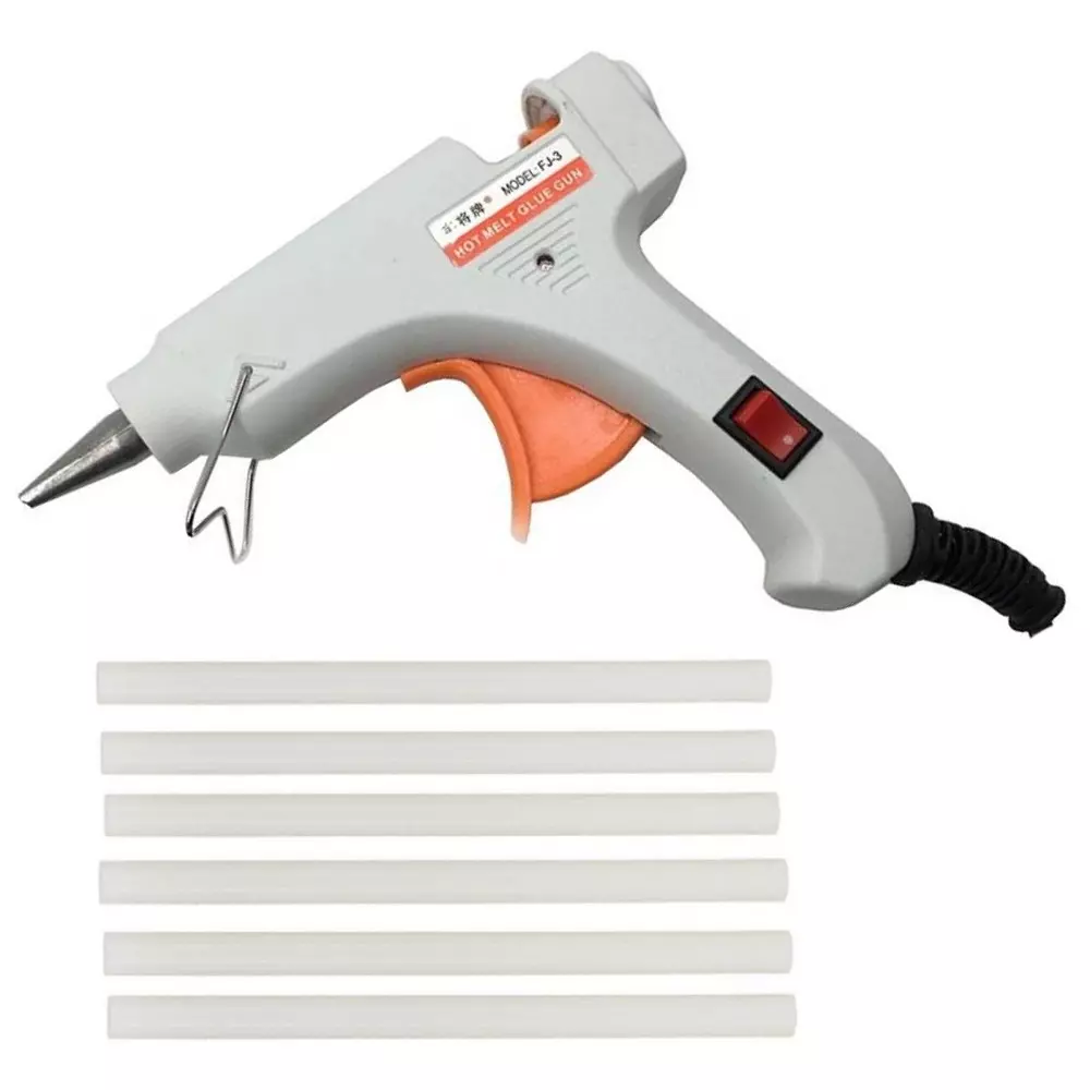 Fadman 20 W Hot Melt Mini Glue Gun with 6 Sticks White 7 mm Stick Dia., SH_FDMANWHITEMINI6-STIKCS