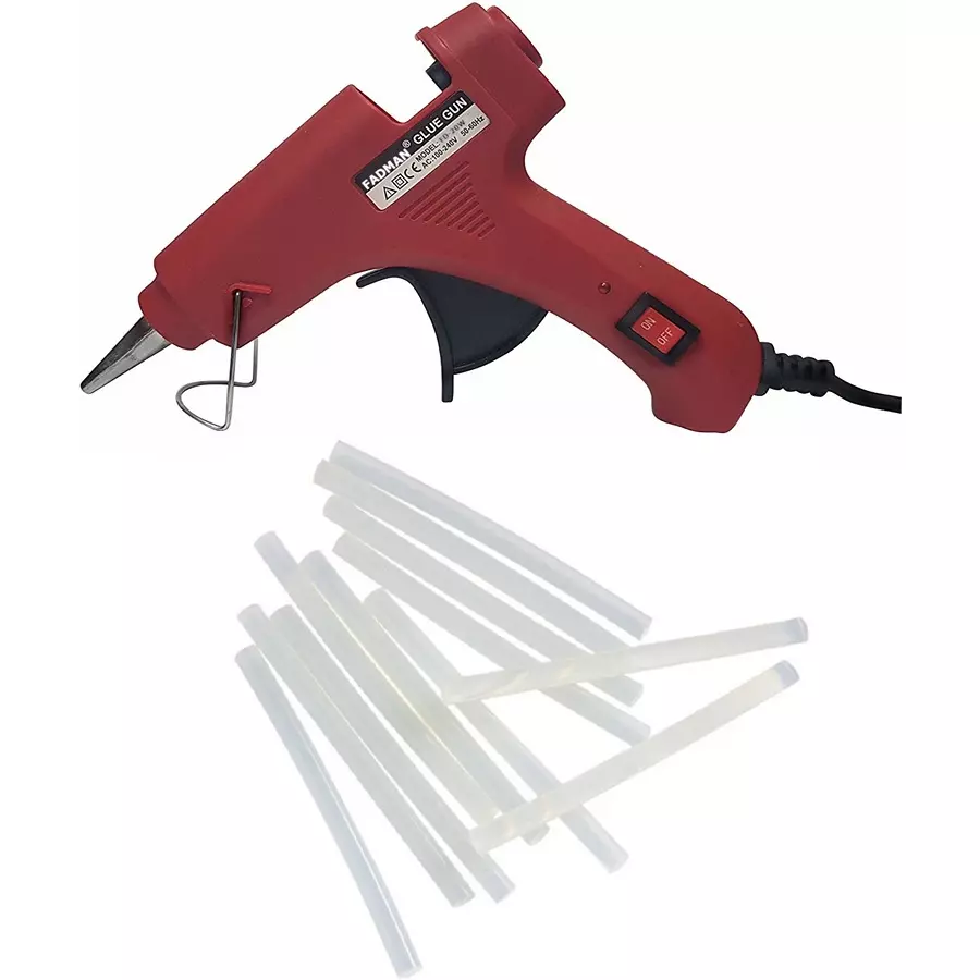 FADMAN Mini 20 W Trigger Feed Hot Glue Gun Red With 12 Stick, FD20W
