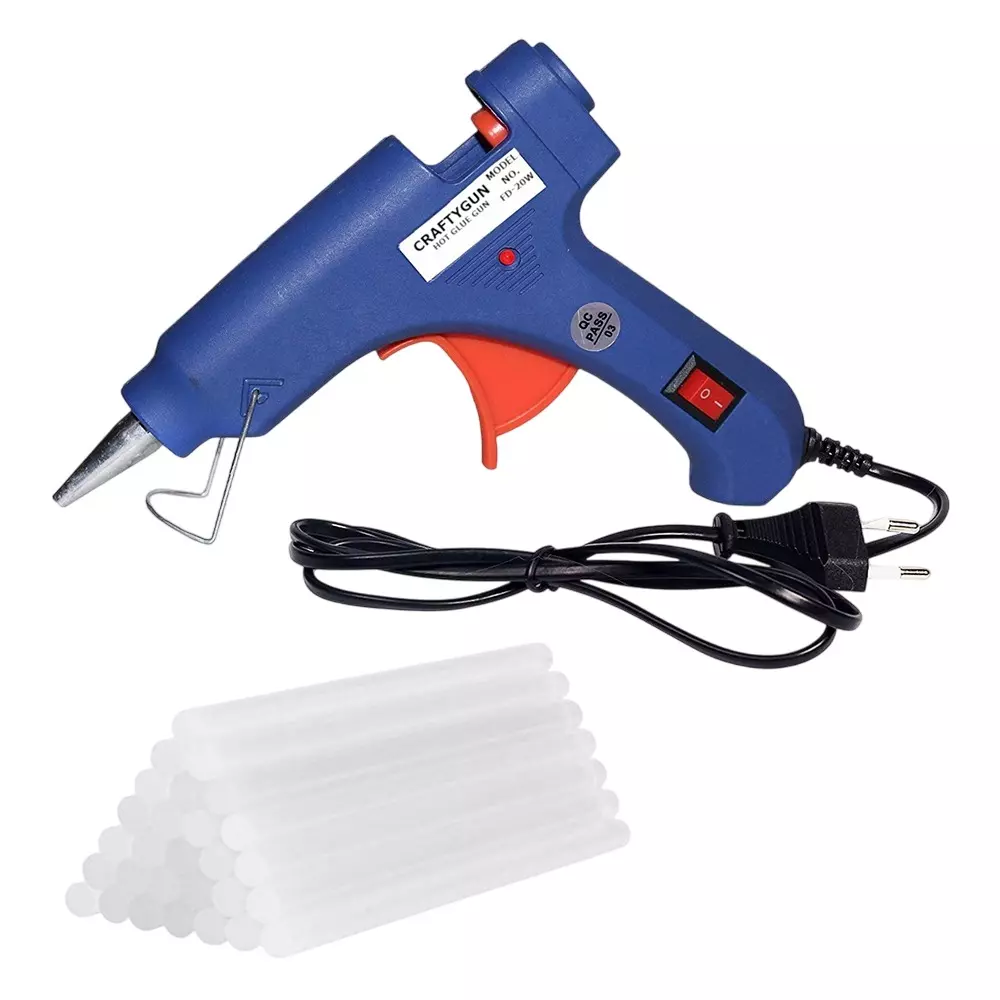 CRAFTYGUN 20 W Mini Glue Gun with 30 Sticks Blue 7 mm Stick Diameter, SH_BBLLUUEEMINI-30-STKKS