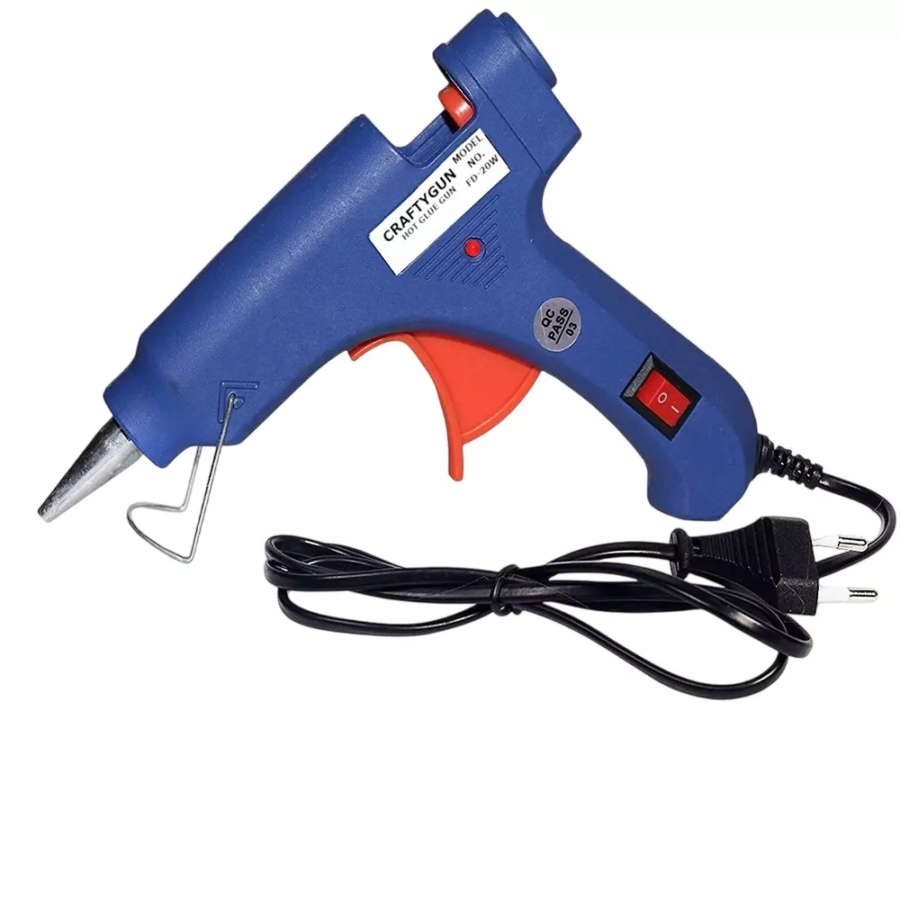 CRAFTYGUN 20 W Mini Glue Gun with 5 Sticks Blue 7 mm Stick Diameter, SH_BBLLUUEEMINI-5-STKKS