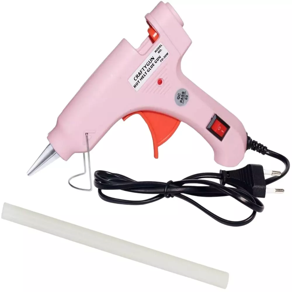 CRAFTYGUN 20 W Mini Glue Gun with 1 Stick Pink 7 mm Stick Diameter, SH_PPIINK--MINI-1-STKKS-20WT