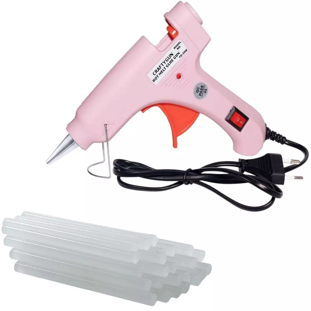 CRAFTYGUN 20 W Standard Temperature Mini Glue Gun with Stick Pink 7 mm Stick Diameter