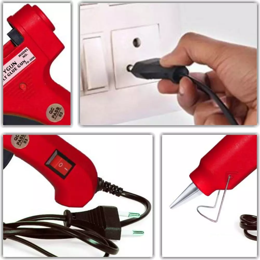 CRAFTYGUN 20 W Standard Temperature Mini Glue Gun with 10 Sticks Red 7 mm Stick Diameter, RREEDD--MINI-10-STKKS-20WT