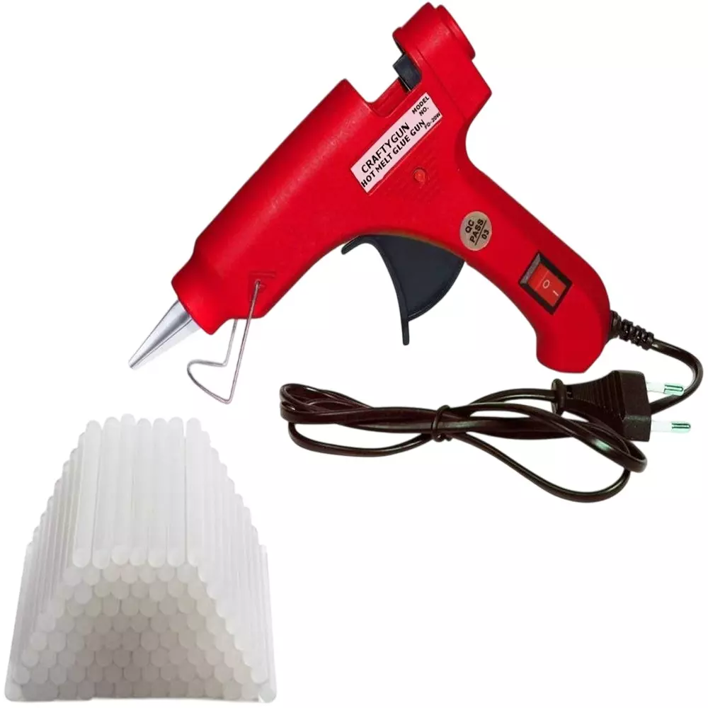 CRAFTYGUN 20 W Mini Glue Gun with 50 Sticks Red 7 mm Stick Diameter, SH_RREEDD--MINI-50-STKKS-20WT