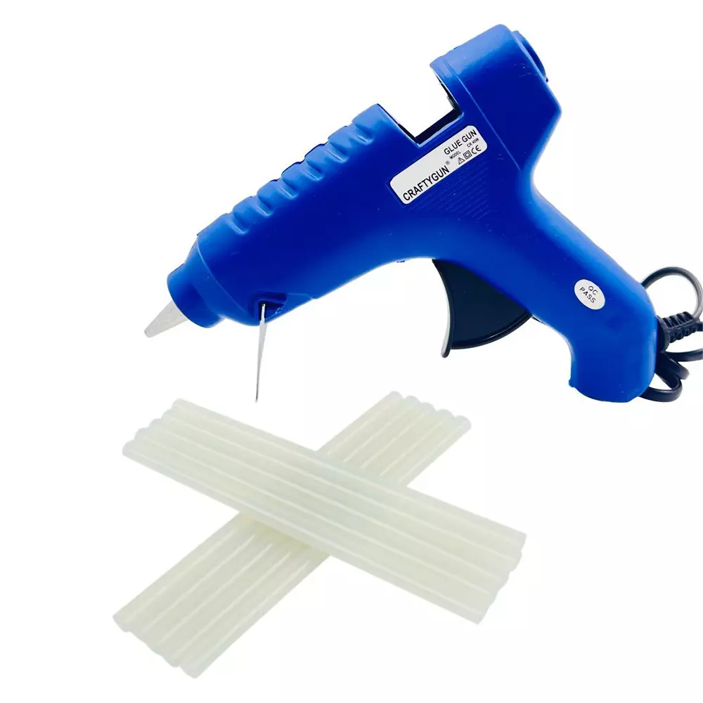 CRAFTYGUN 40 W Standard Temperature Glue Gun with 10 Stick Blue 11 mm Stick Dia., BLUE40W-10ST-(CRAFTYGUN)