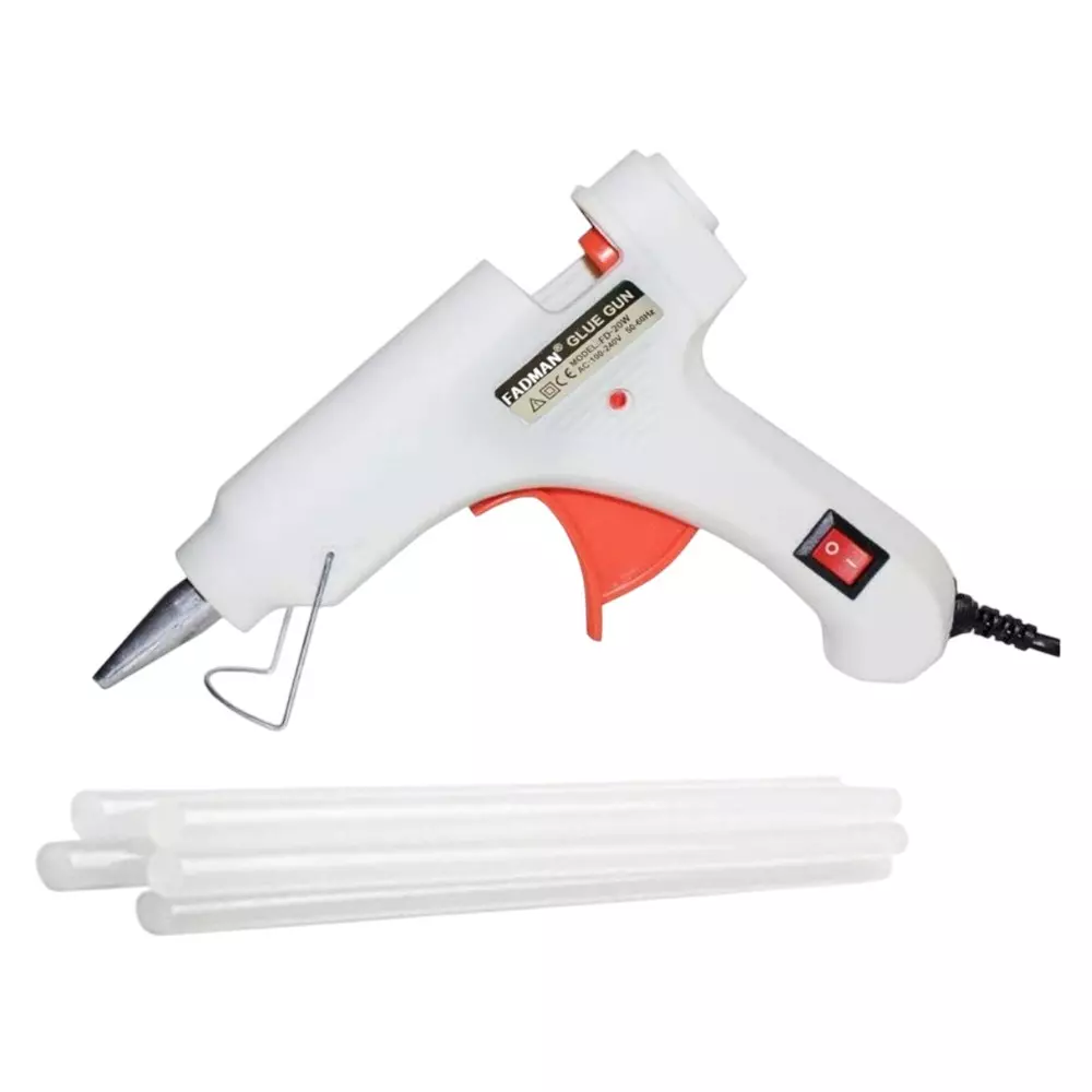 Fadman 20 W Standard Temperature Hot Melt Mini Glue Gun with 5 Stick White 7 mm Stick Dia., 37-Whitemini-20wt-5-St