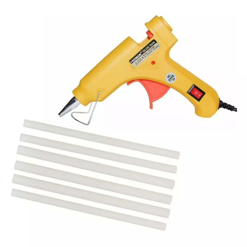 Fadman 20 W Standard Temperature Hot Melt Mini Glue Gun with 6 Stick Yellow 7 mm Stick Dia., 22-Yellowmini-20wt-6-St
