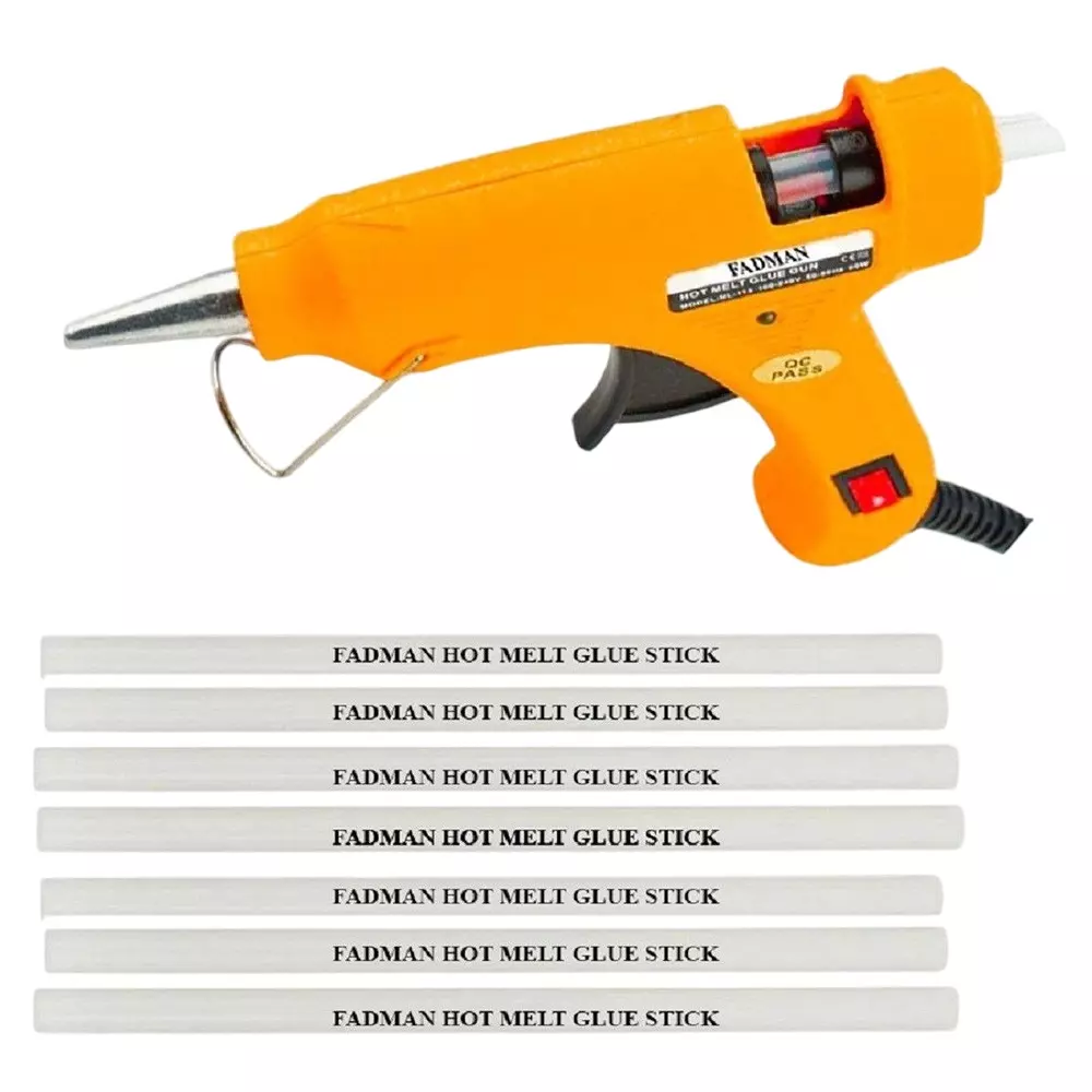 Fadman 20 W Standard Temperature Hot Melt Mini Glue Gun with 7 Stick Yellow 7 mm Stick Dia., ylwmini20wtt7s