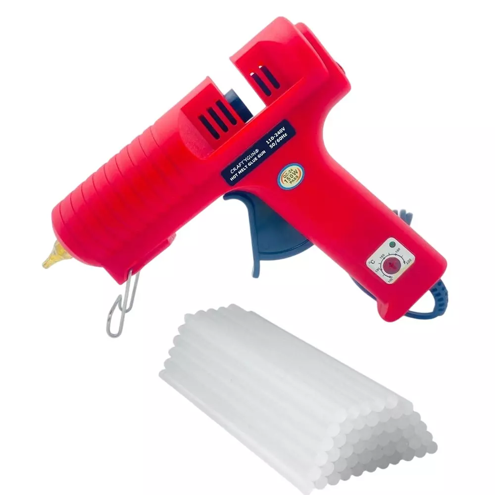 CRAFTYGUN 150 W Glue Gun with 20 Sticks Standard Temperature Red 11 mm Stick Dia., CRAFTYGUN (RED) (150 WATT) 20 STICKS