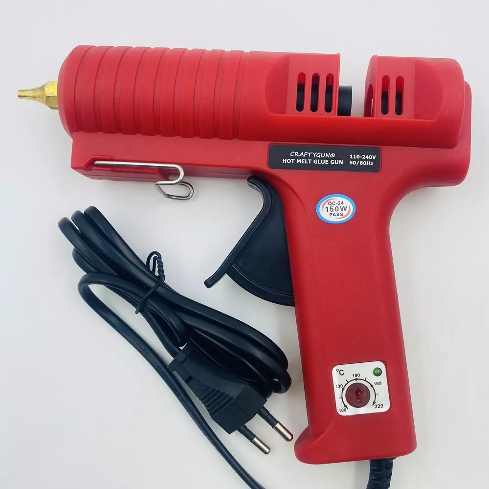 craftygun-150-w-glue-gun-with-20-stick-standard-temperature-red-11-mm-stick-dia-craftygun-red-150-watt-20-sticks