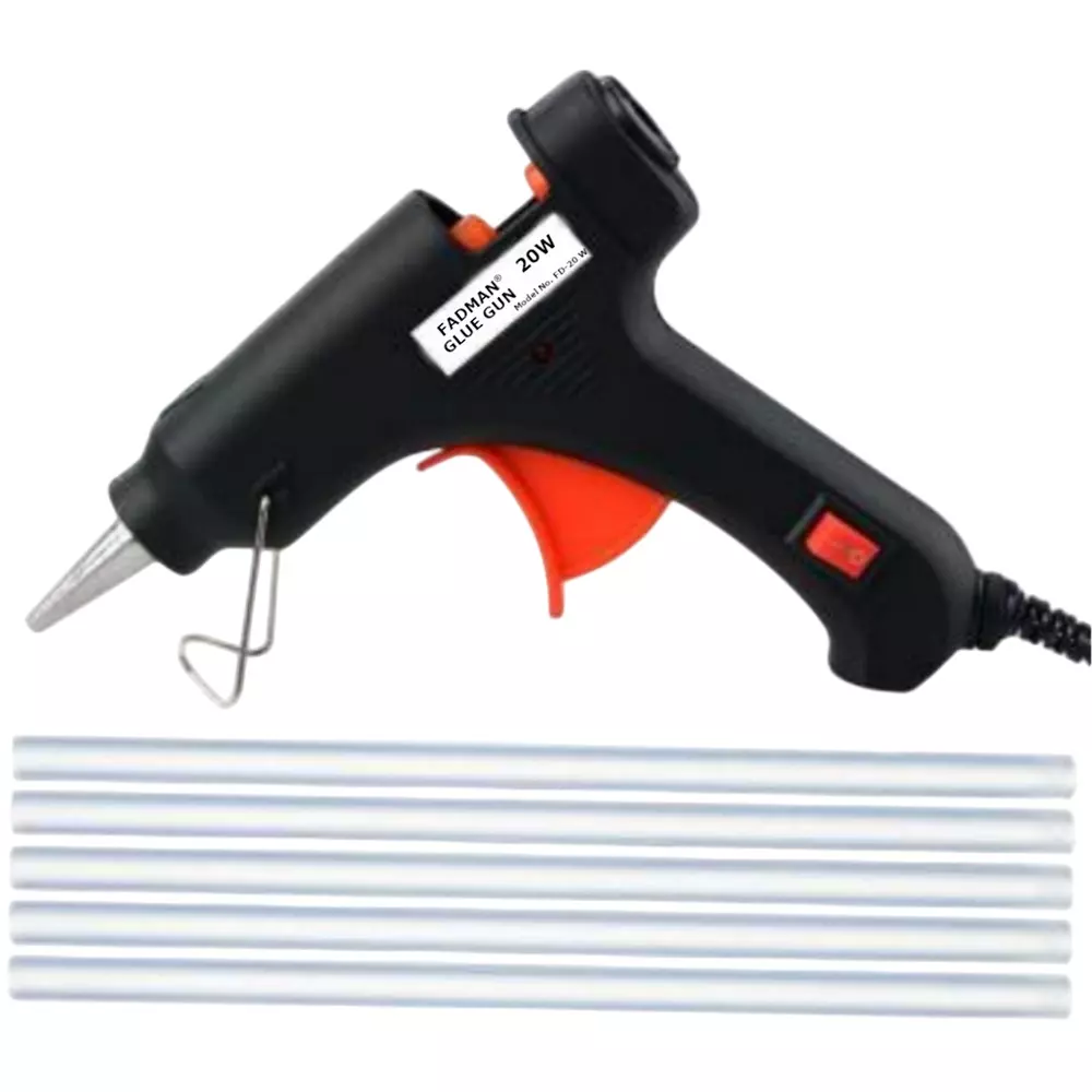 Fadman 20 W Glue Gun with 5 Sticks Black 7 mm Stick Dia., SH_FDBLACK-1ST-5