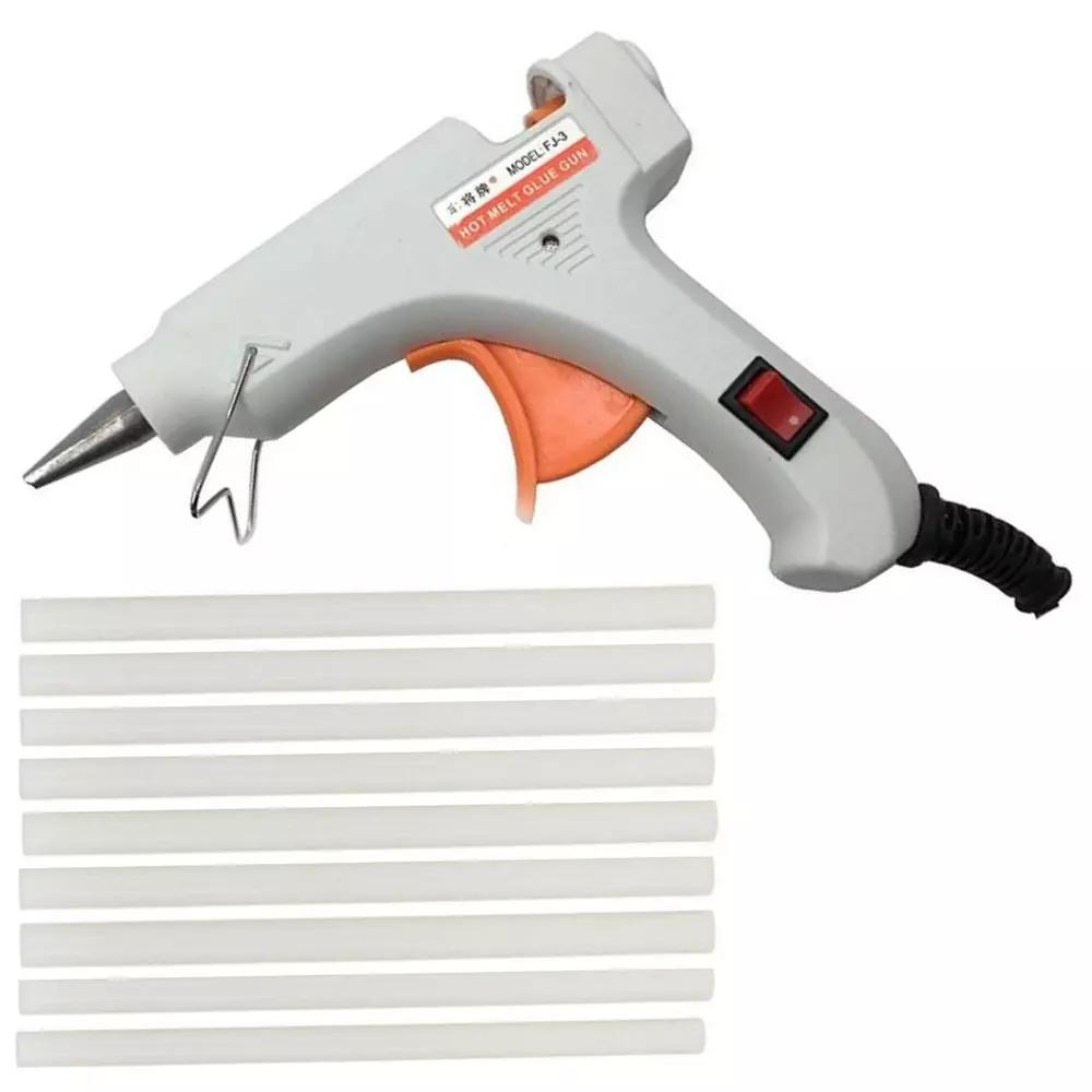 Fadman 20 W Hot Melt Mini Glue Gun with 9 Sticks Standard Temperature White 7 mm Stick Dia., WHTE9STKSSCH