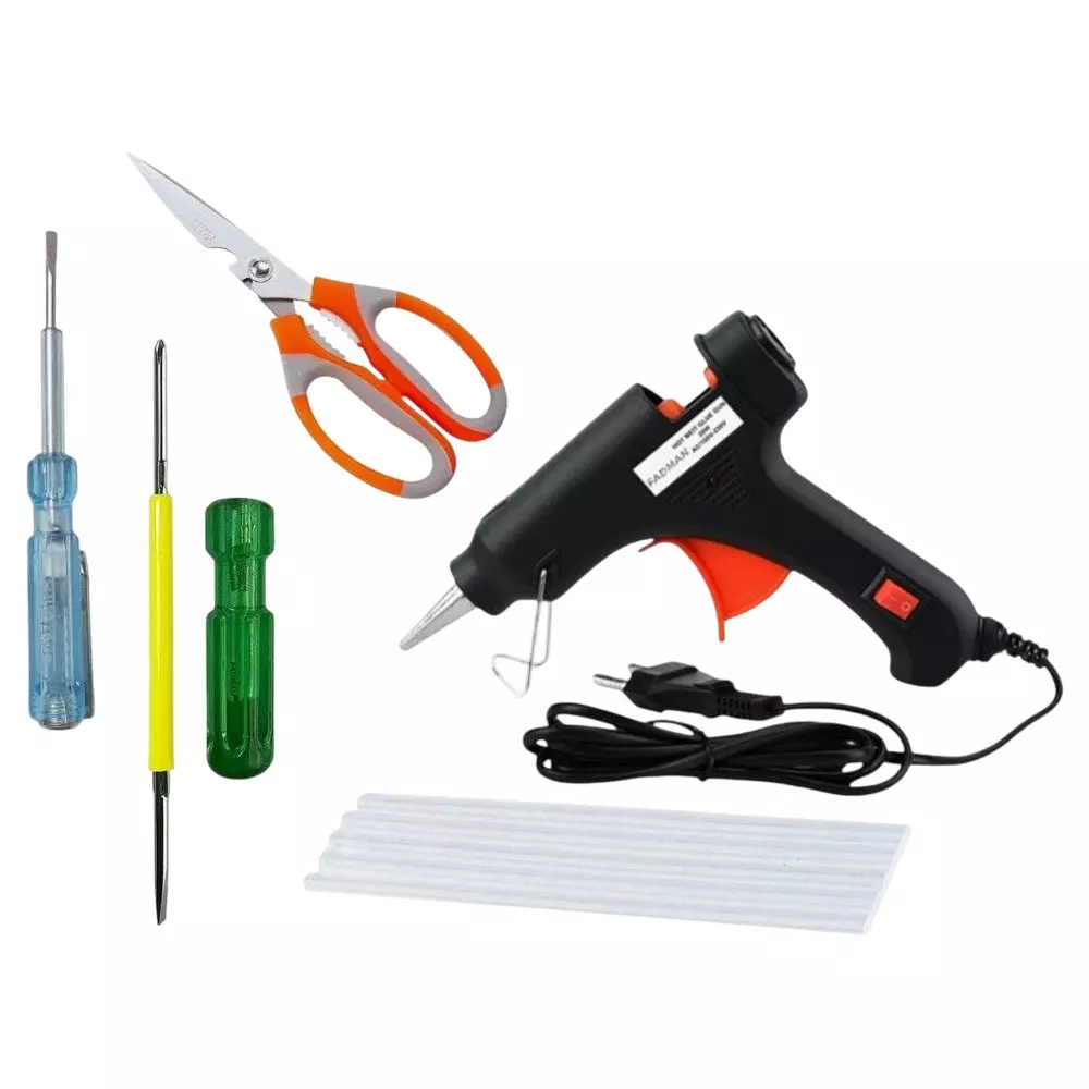 Fadman Standard Temperature 20 W Glue Gun with 5 Sticks Combo Kit Multicolor, GGS5DQJ (5 Pcs Tool)
