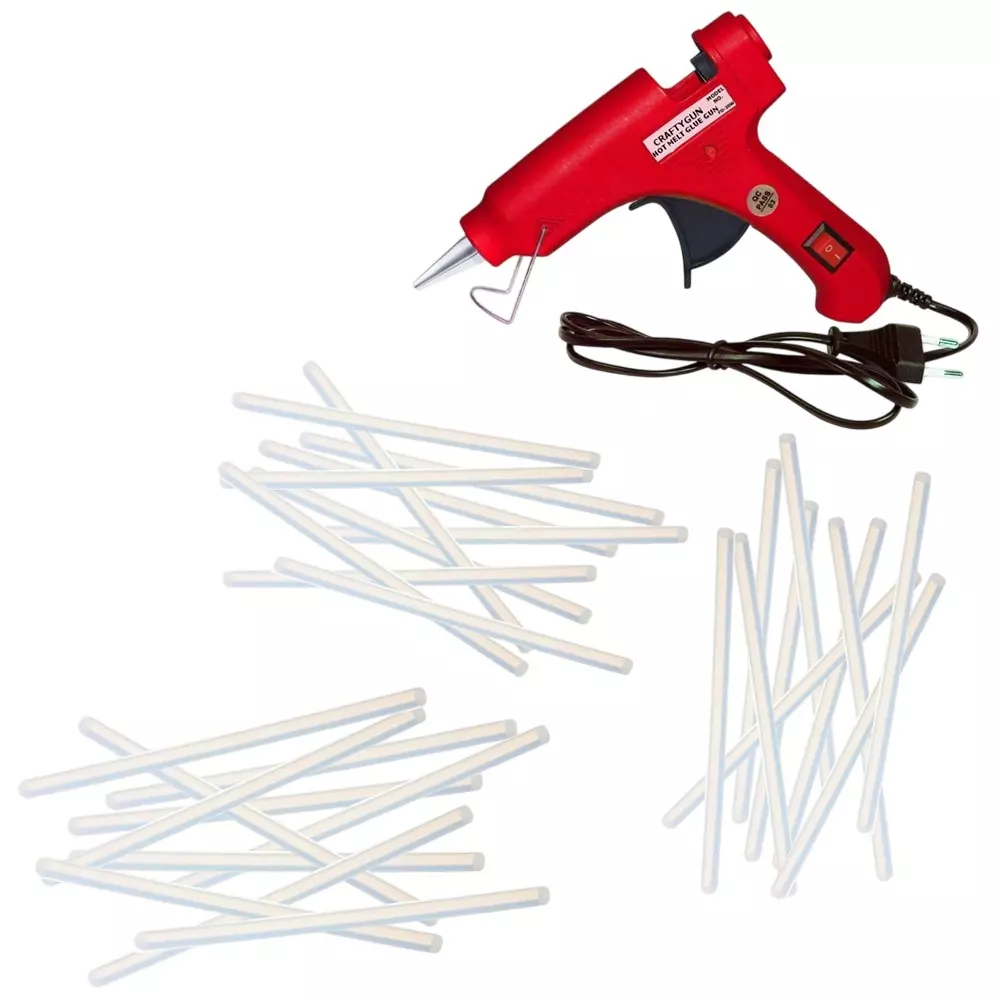 CRAFTYGUN 20 W Glue Gun with 30 Sticks ON OFF Switch & Indicator 7 mm Stick Diameter Red, SH_(RED)MINI-20WWT-30-ST