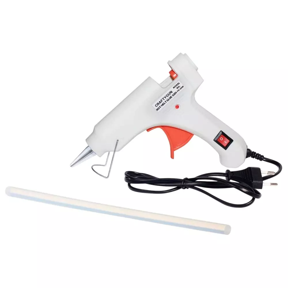 CRAFTYGUN 20 W Glue Gun with 1 Stick ON OFF Switch & Indicator 7 mm Stick Diameter White, SH_(WHITEE)MINI-20WWT-1-ST