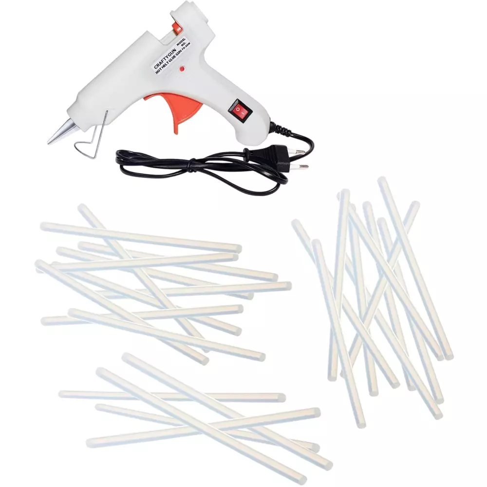 CRAFTYGUN 20 W Glue Gun with 25 Sticks ON OFF Switch & Indicator 7 mm Stick Diameter White, SH_(WHITEE)MINI-20WWT-25-ST