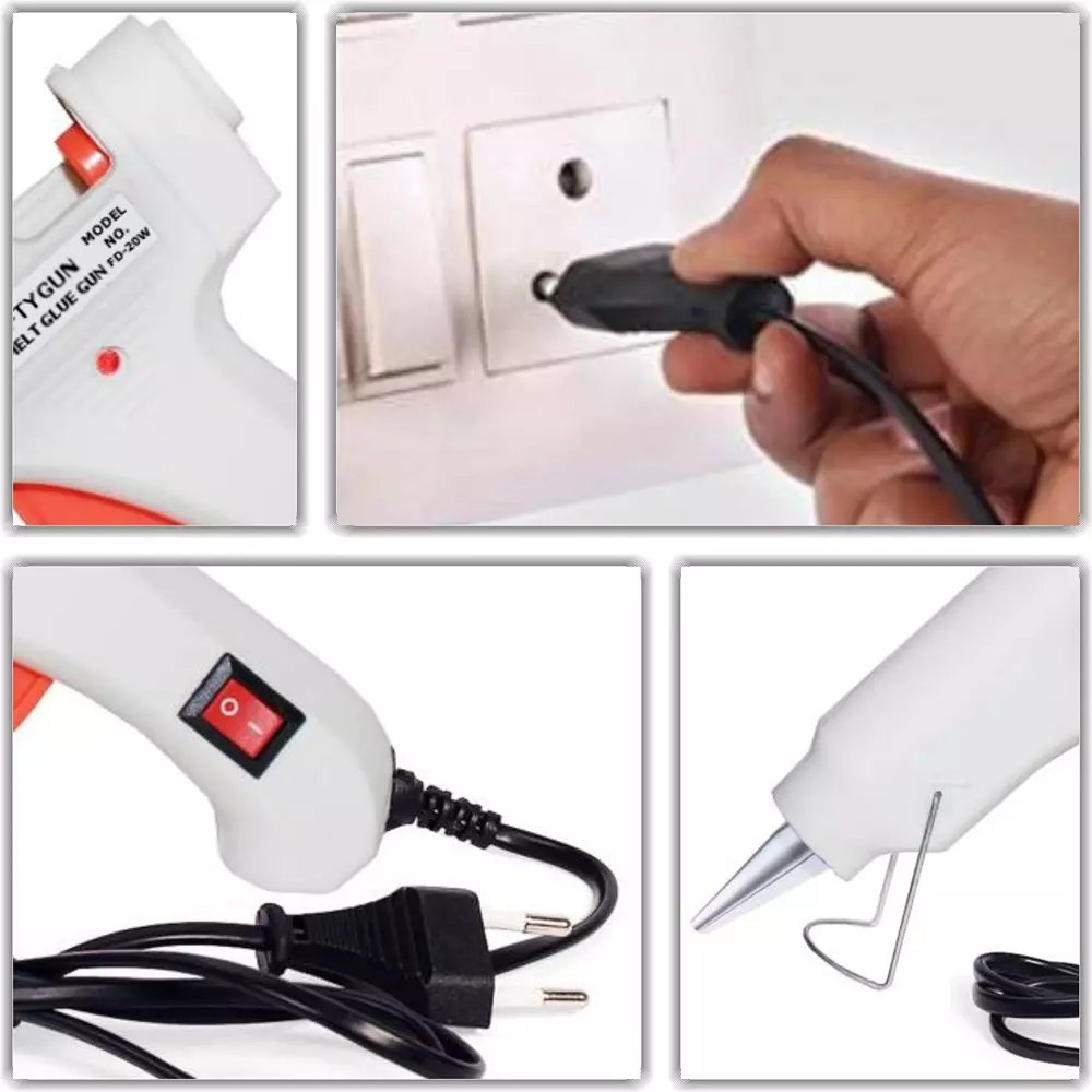 CRAFTYGUN 20 W Glue Gun with 8 Sticks ON OFF Switch & Indicator 7 mm Stick Diameter White, SH_(WHITEE)MINI-20WWT-8-ST