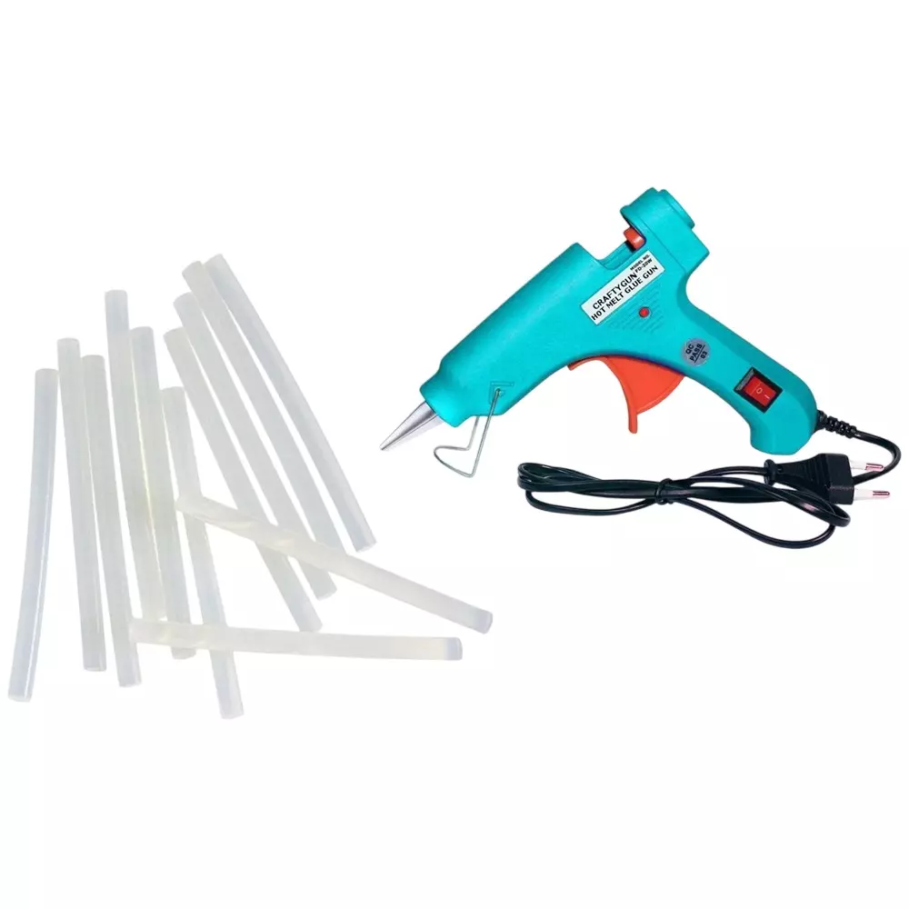 CRAFTYGUN 20 W Mini Glue Gun with Stick Turquoise 7 mm Stick Diameter