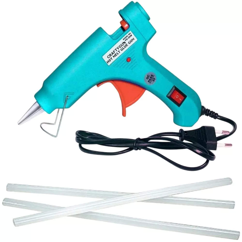 CRAFTYGUN 20 W Mini Glue Gun with 3 Sticks Turquoise 7 mm Stick Diameter, SH_TURQISS--MINI-3-STKKS-20WT