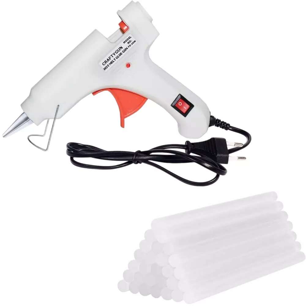 CRAFTYGUN 20 W Mini Glue Gun with 30 Sticks White 7 mm Stick Diameter, SH_WHHITEE--MINI-30-STKKS-20WT