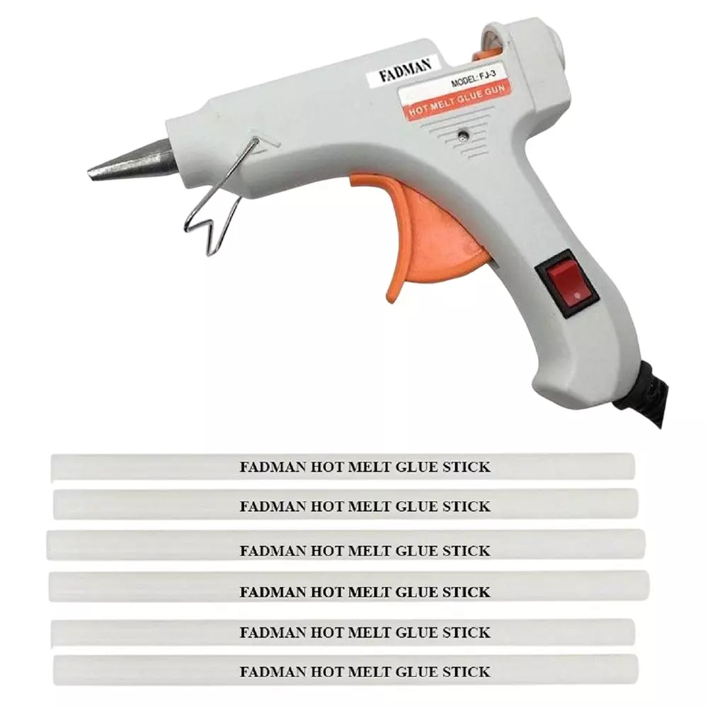 Fadman 20 W Standard Temperature Hot Melt Mini Glue Gun with 6 Stick White 7 mm Stick Dia., SH_whimini20wtt6s