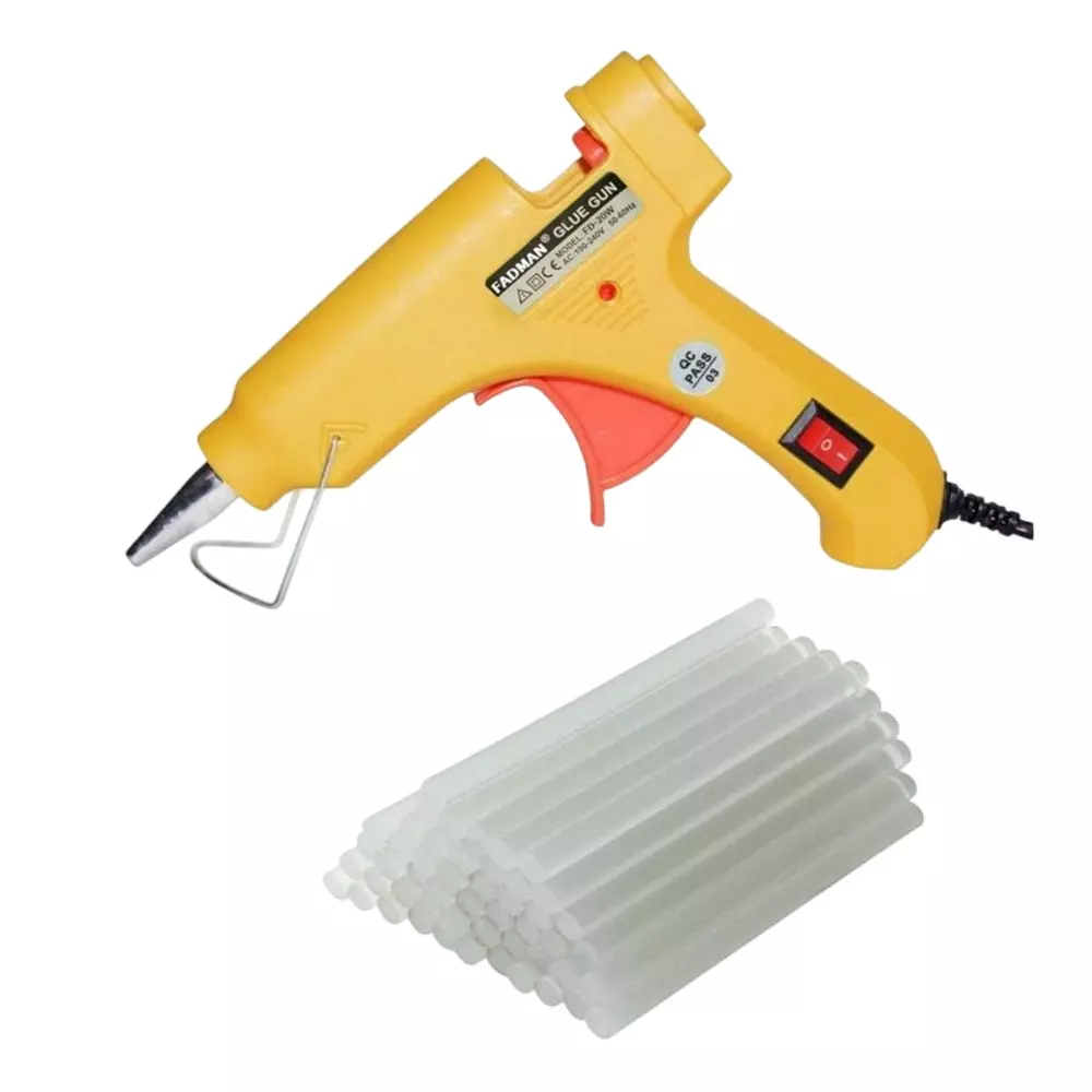 Fadman 20 W Standard Temperature Hot Melt Mini Glue Gun with 25 Stick Yellow 7 mm Stick Dia., 30-Yellowmini-20wt-25-St