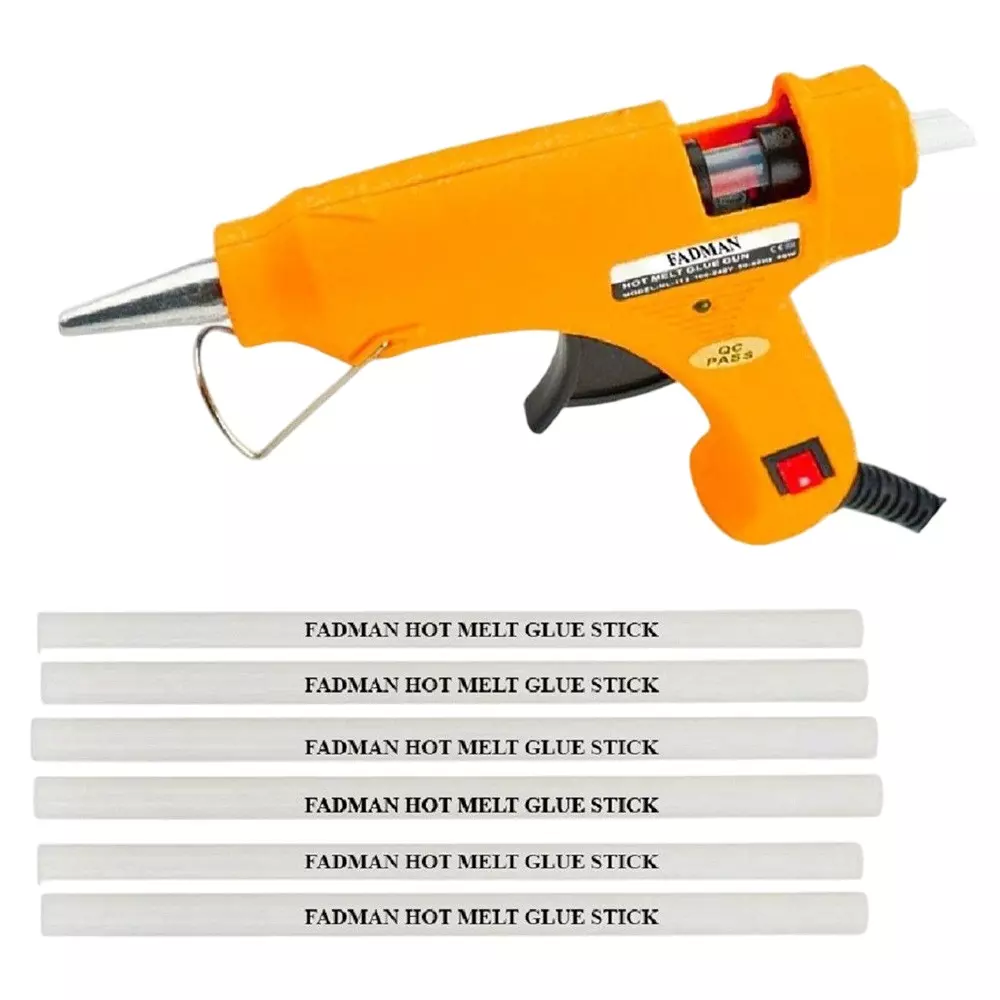 Fadman 20 W Standard Temperature Hot Melt Mini Glue Gun with 6 Stick Yellow 7 mm Stick Dia., SH_yellomini20wtt6s